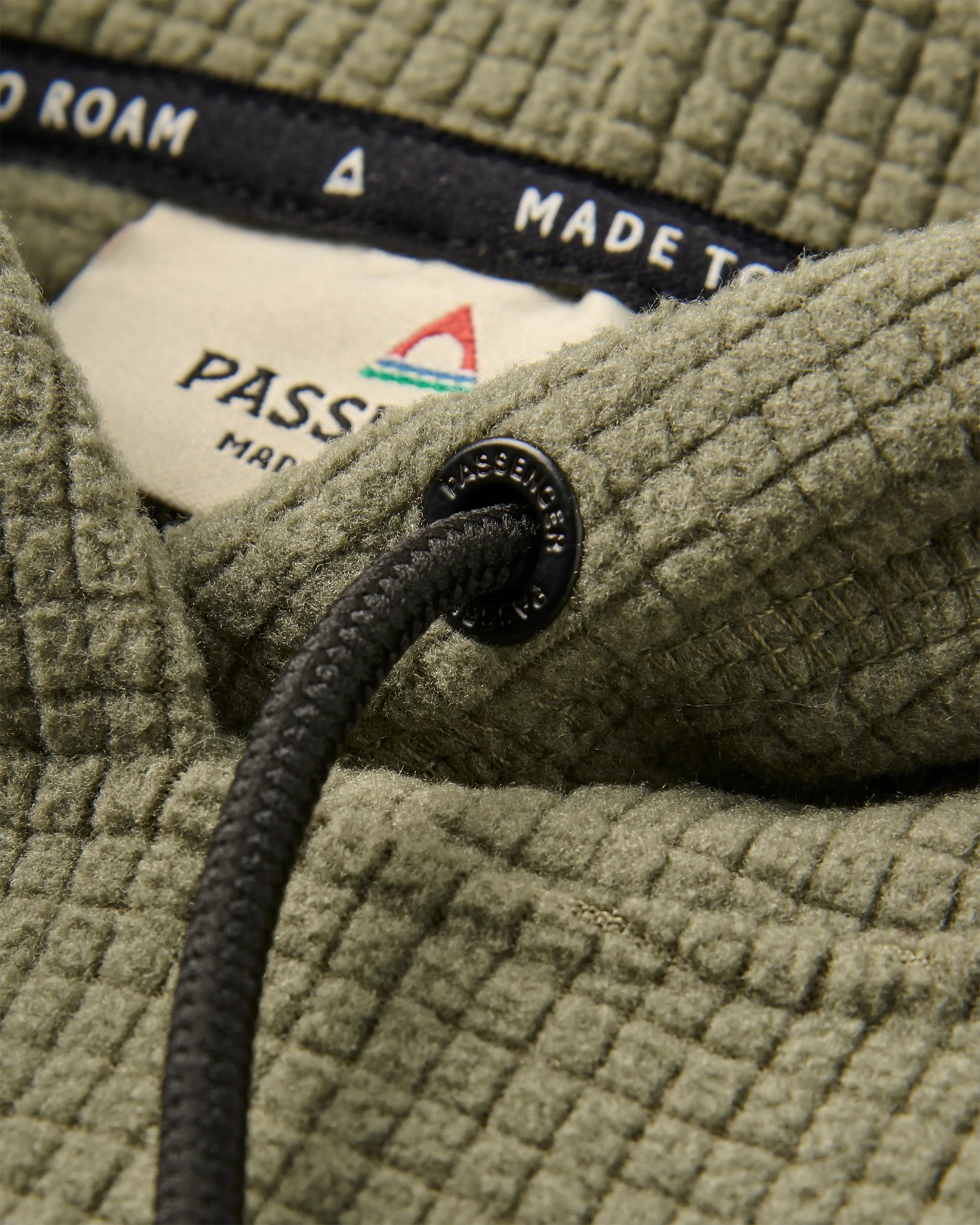 Point Grid Recycled Fleece Hoodie - Dusty Olive - Flatlay
