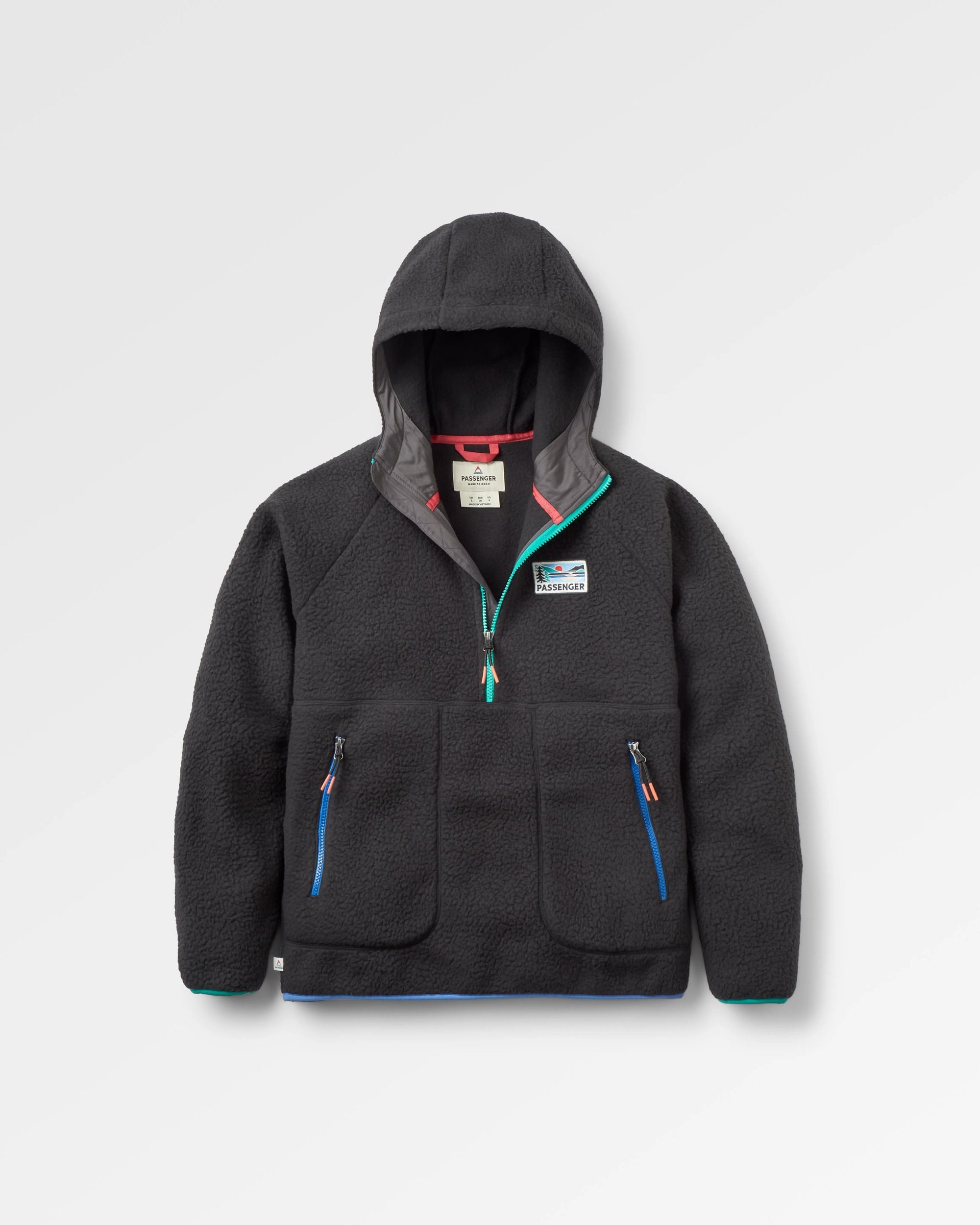 Maine 1/2 Zip Recycled Sherpa Fleece - Black - Flatlay