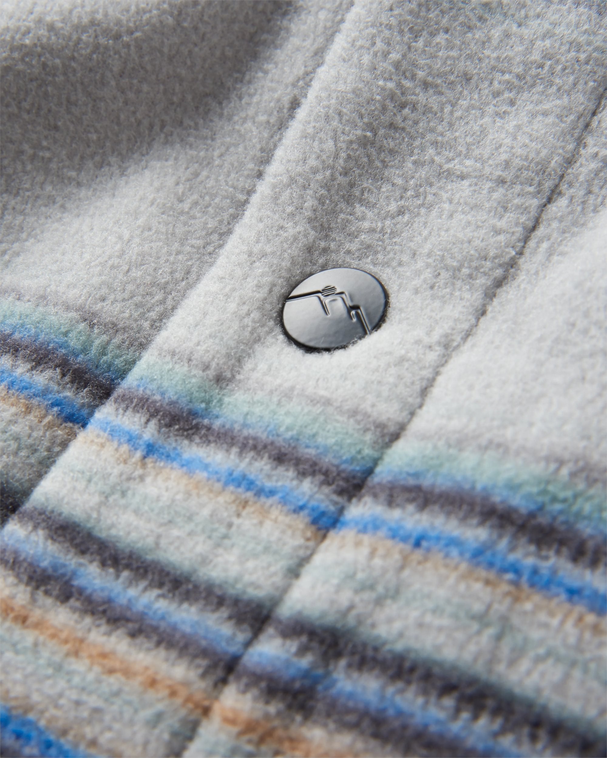 Maple Recycled Polar Fleece Shirt - Steel Grey Stripe - Flatlay