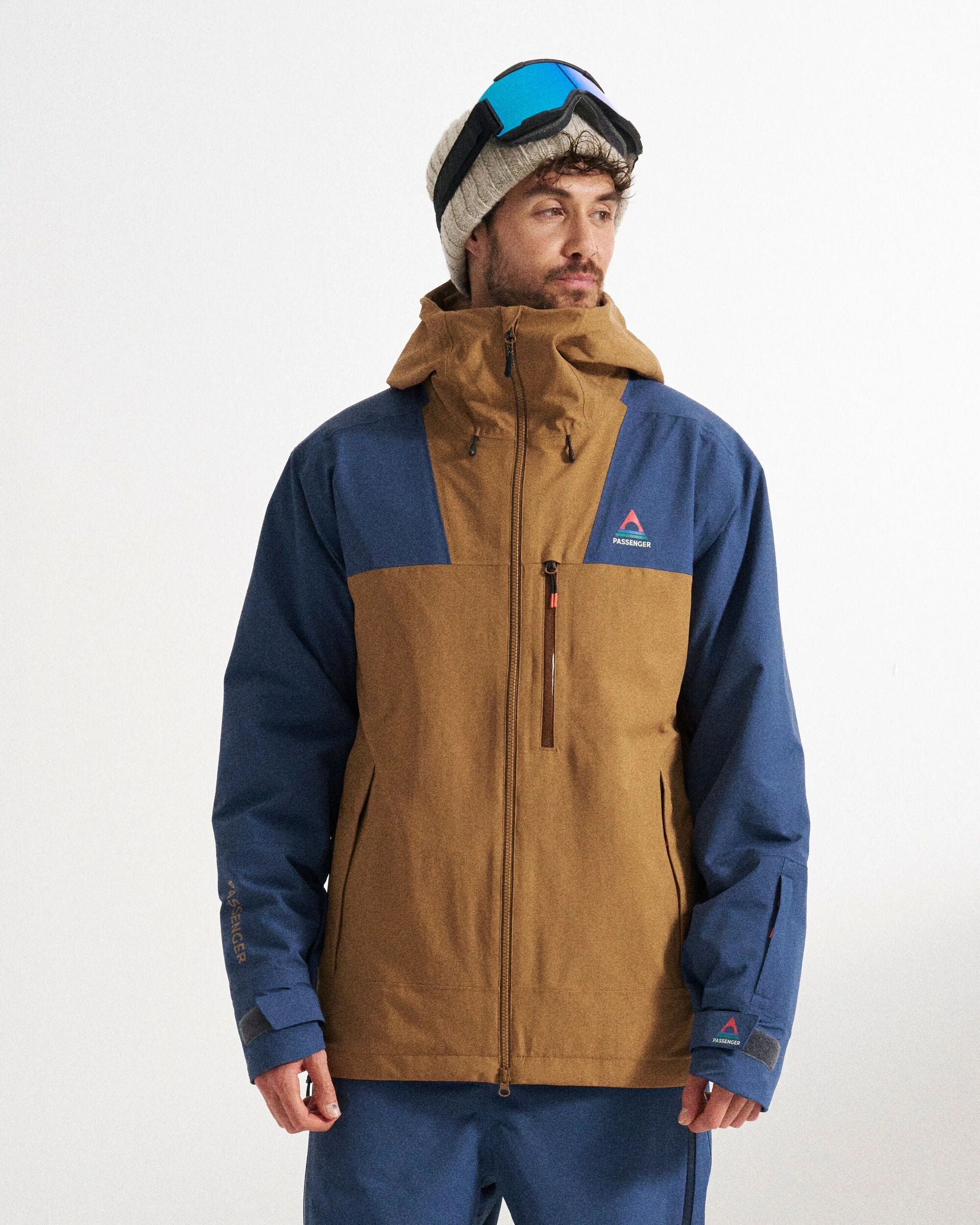 Snowscape Men's Recycled Jacket - Dark Denim/Toffee - Studio Model