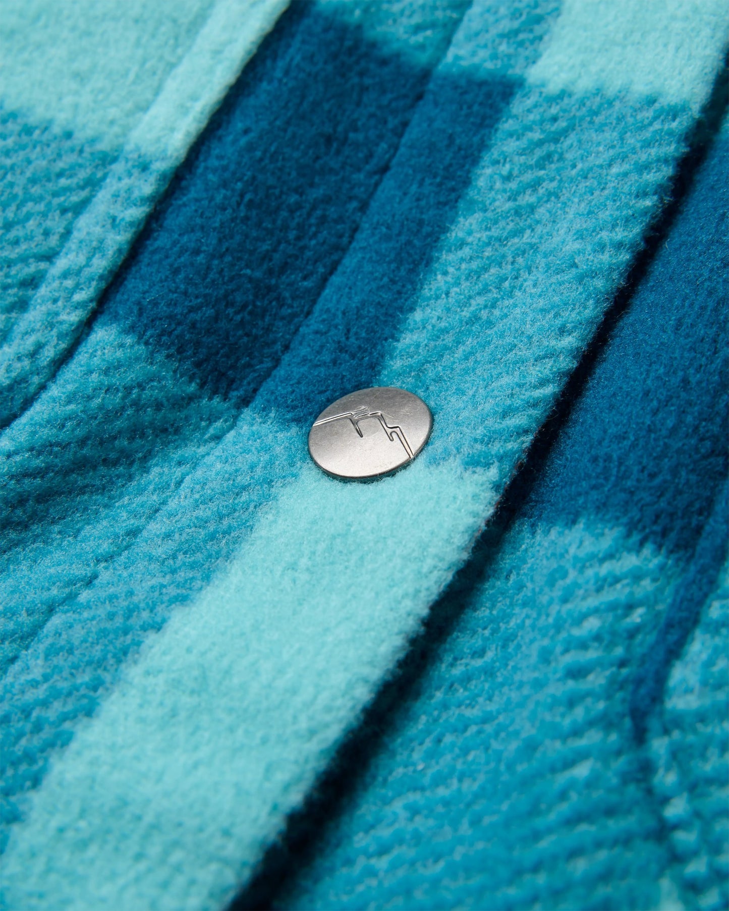 East Recycled Polar Fleece Shirt - Retro Blue Check - Flatlay