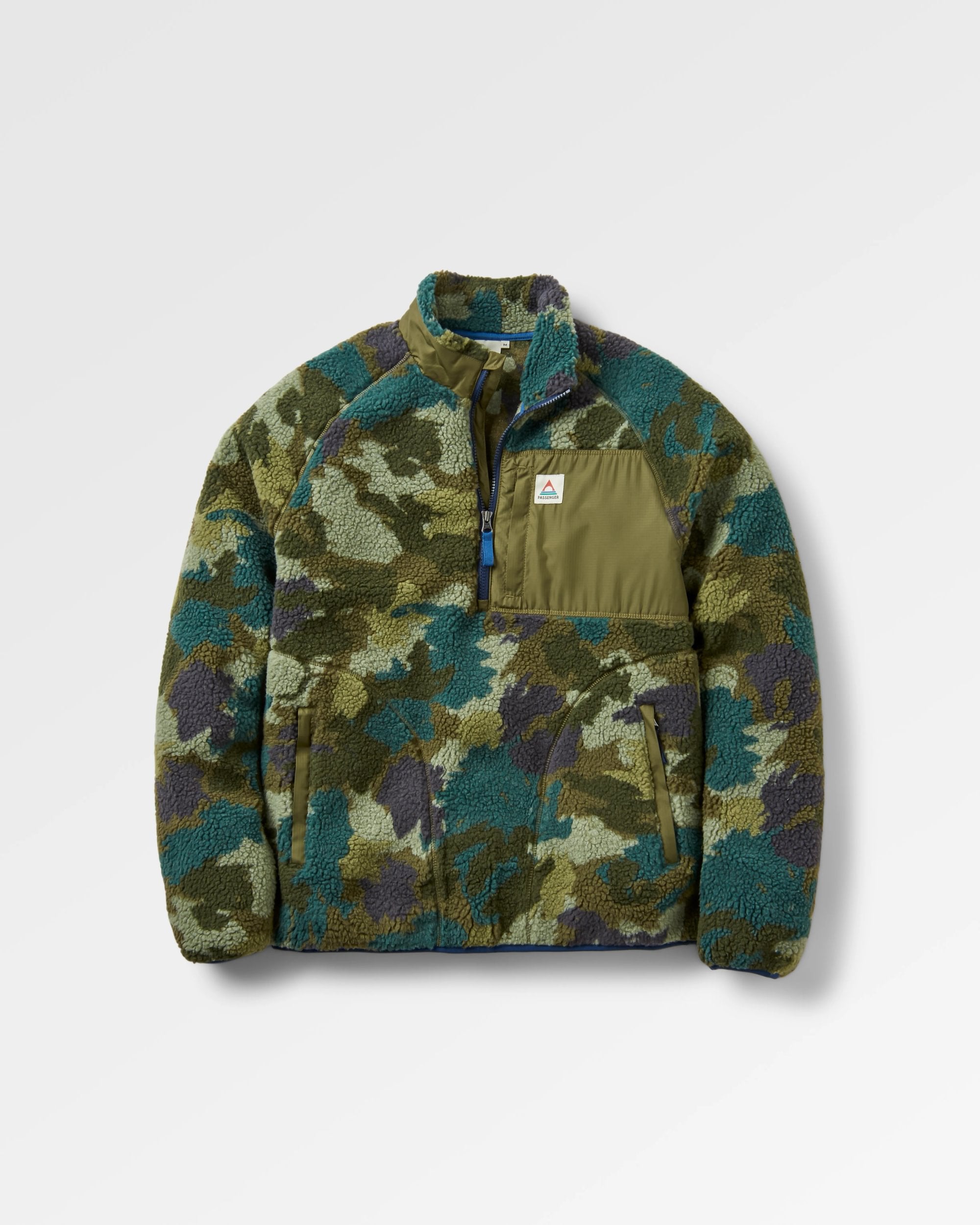 Offroad Recycled Sherpa 1/2 Zip Fleece - Alpine Camo Khaki - Flatlay