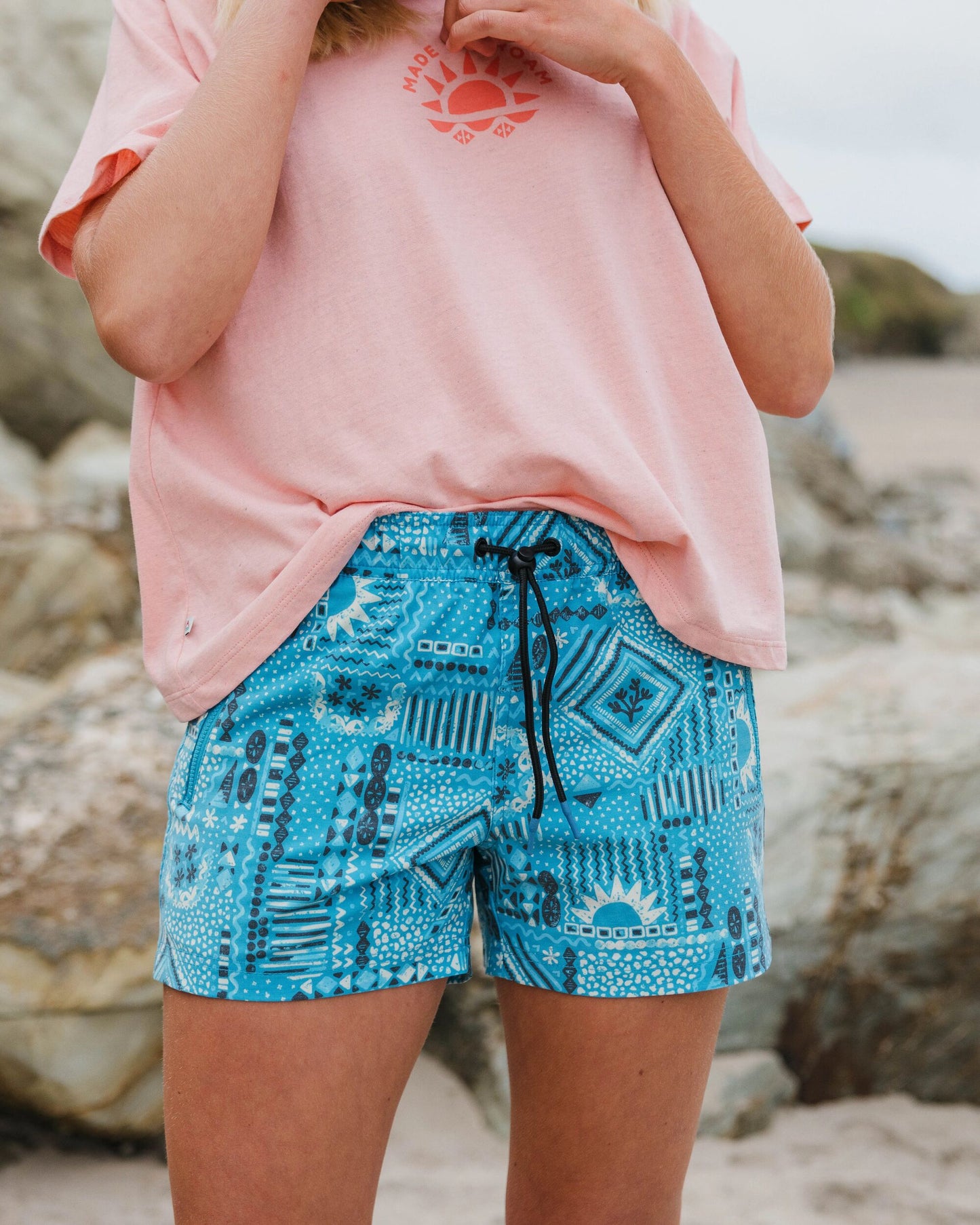 Way Out Recycled All Purpose Short - Vintage Patchwork Blue Pool - Lifestyle