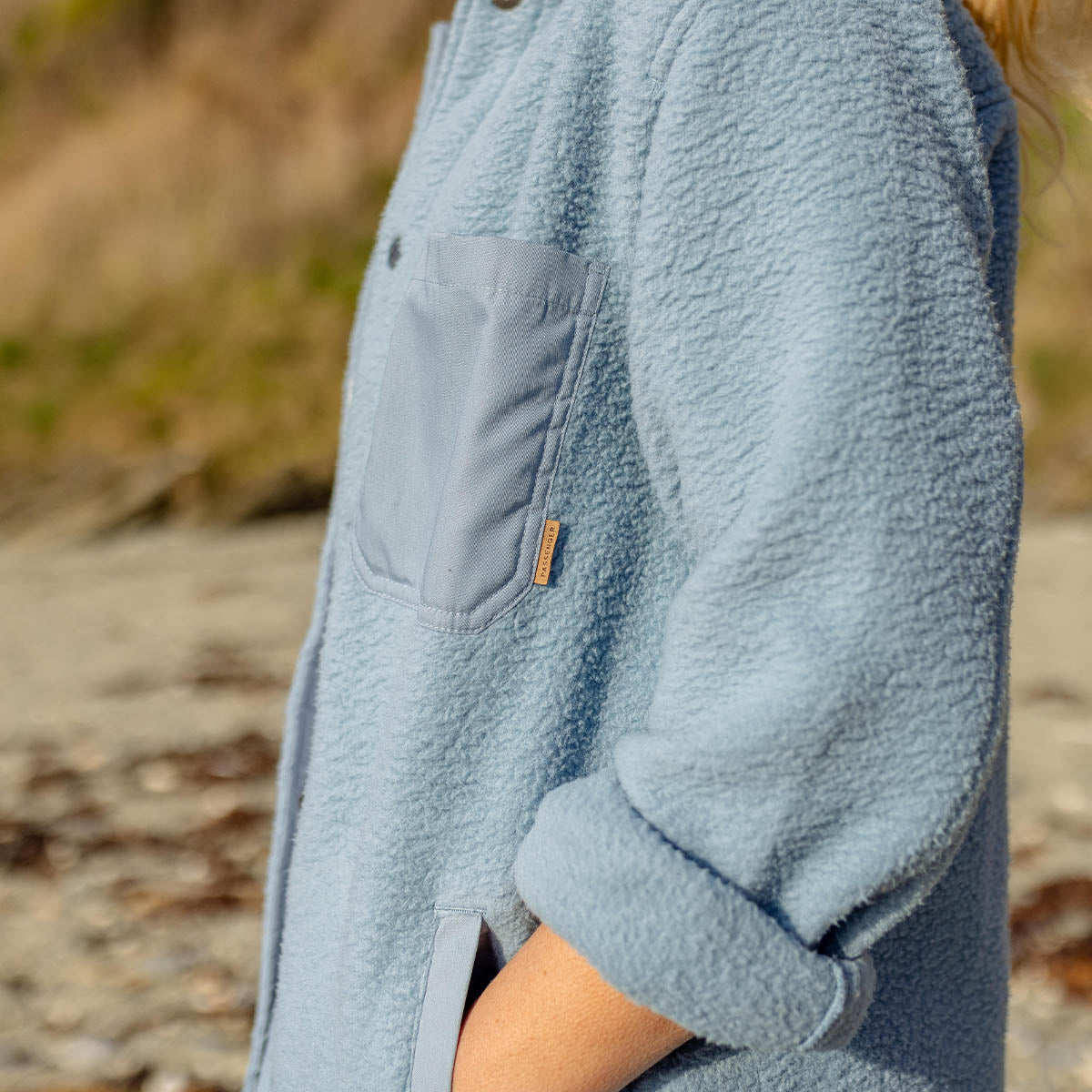 Rappel Recycled Sherpa Fleece Shirt - Faded Denim