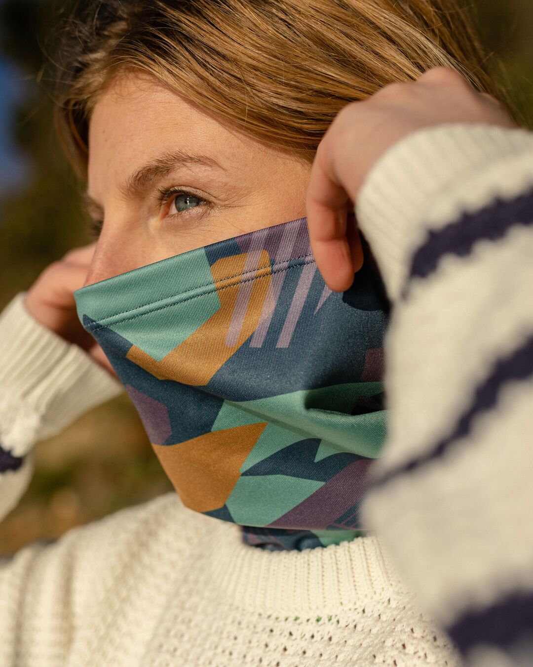 Womens_Trail Recycled Gaiter - Deep Blue Camo Pattern