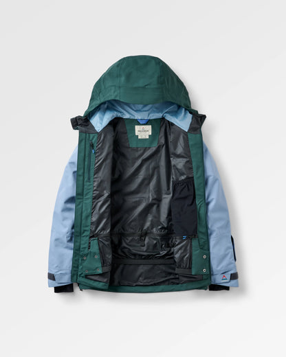 Snowscape Men's Recycled Jacket - Faded Denim/Dark Fern - Flatlay