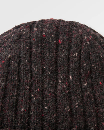 Fisherman Merino Wool Beanie - Black/Red - Flatlay