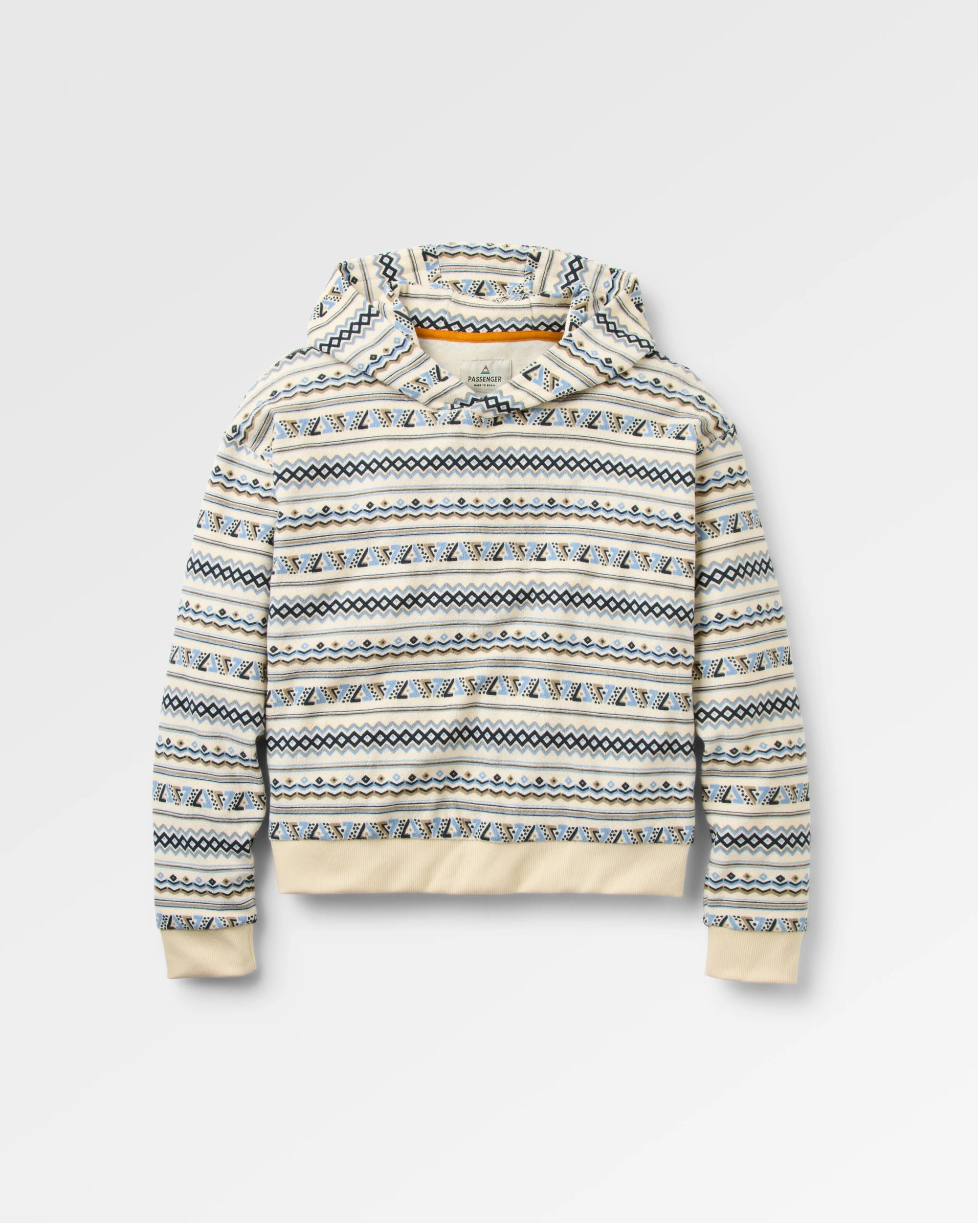 Groovy Towelling Hoodie - Geo Stripe Birch  - Flatlay