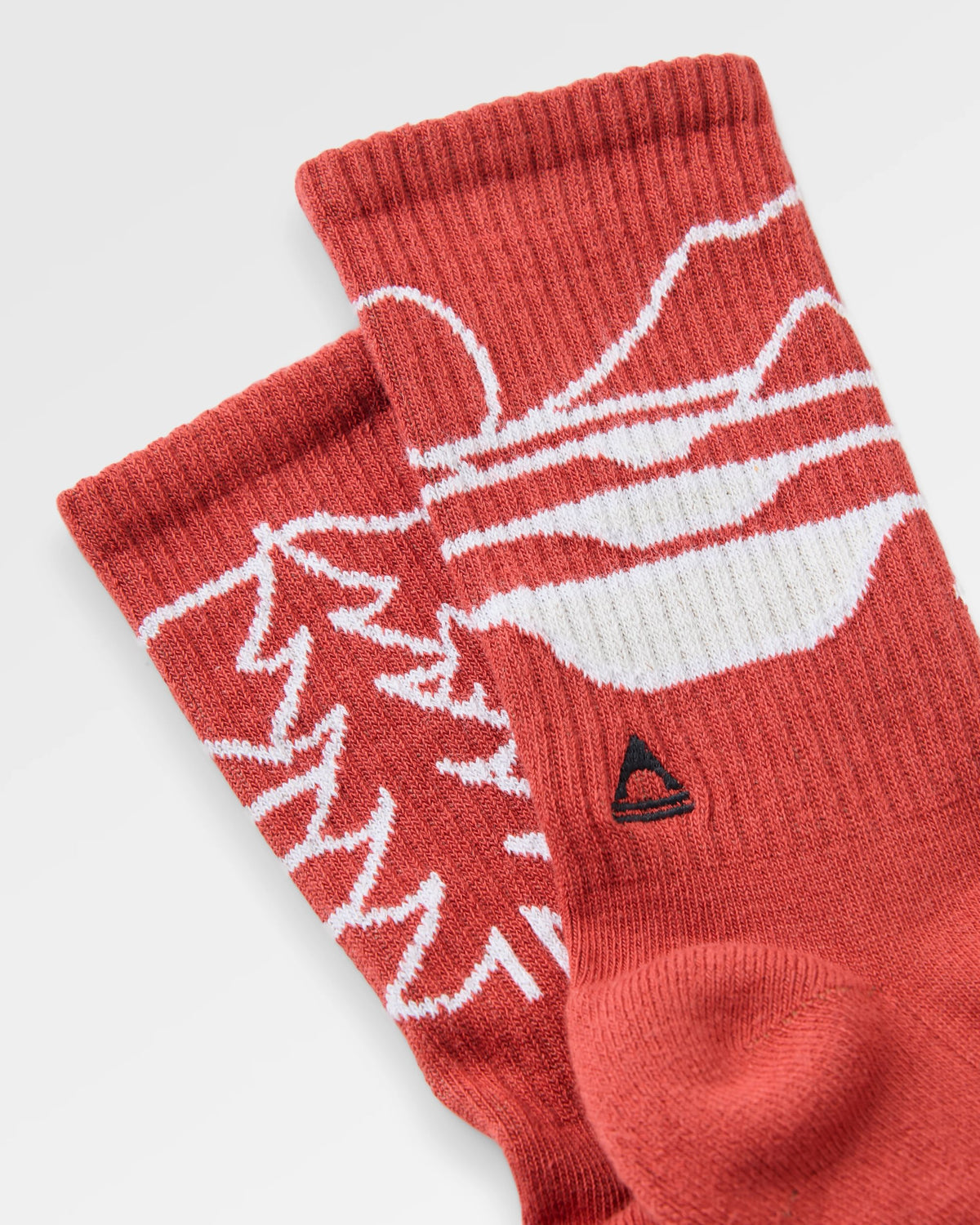 Two Step Crew Socks - Dark Rust - Flatlay