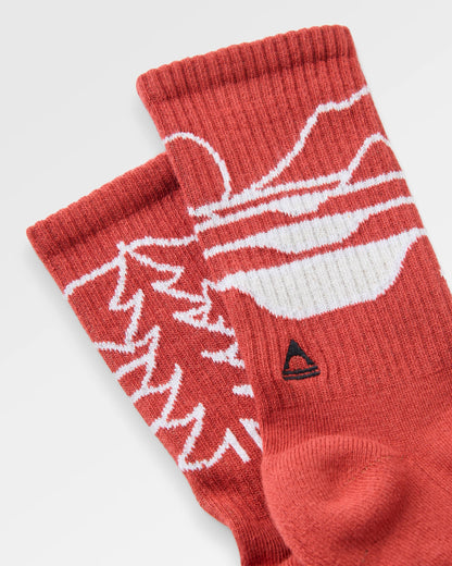 Two Step Crew Socks - Dark Rust - Flatlay