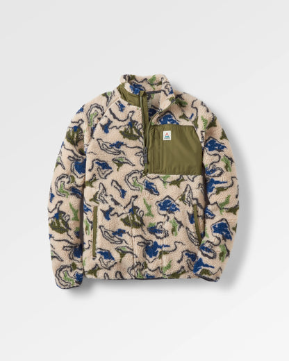 Offroad Recycled Sherpa 1/2 Zip Fleece - Abstract Strata Green - Flatlay