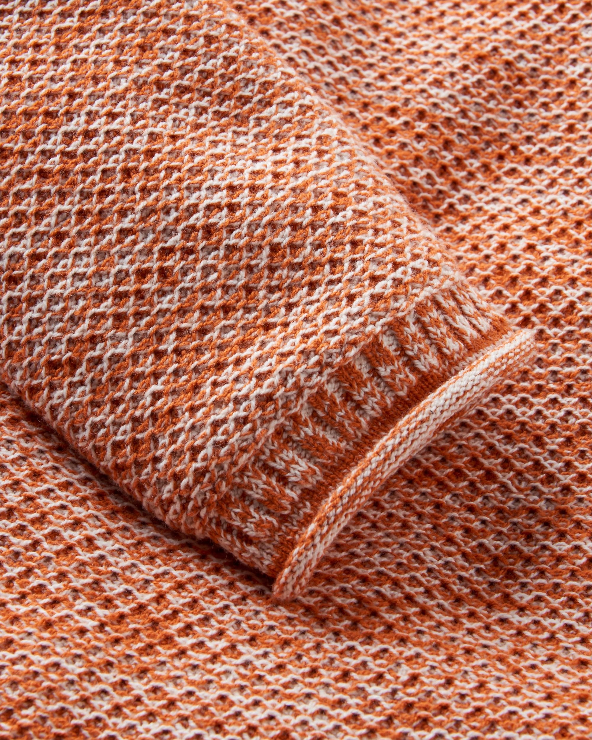 Shore Organic Cotton Knitted Jumper - Sunset Orange - Flatlay