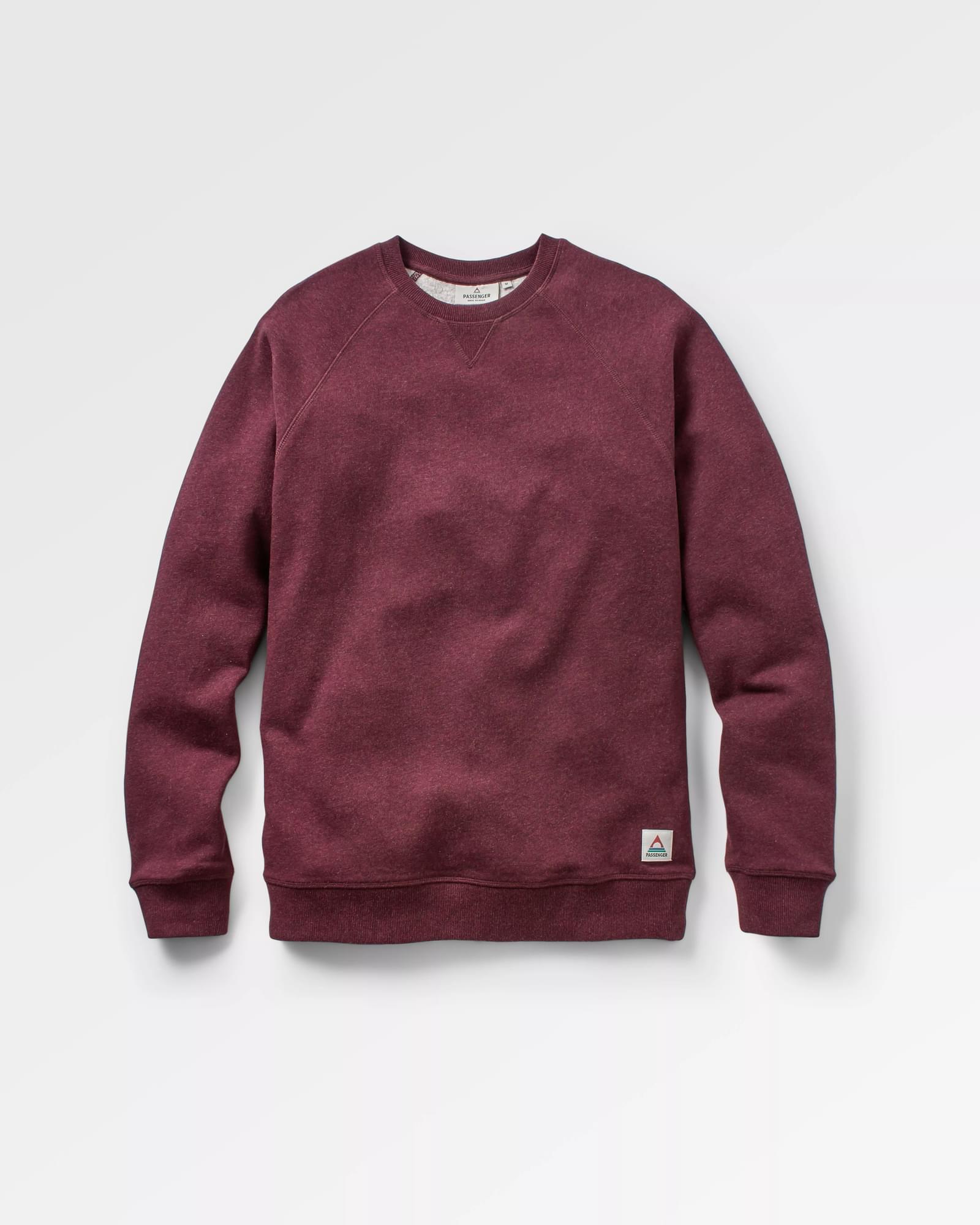 Heritage Recycled Cotton Sweatshirt - Wine Marl - Flatlay