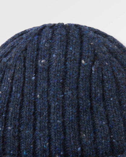 Fisherman Merino Wool Beanie - Blue Navy - Flatlay