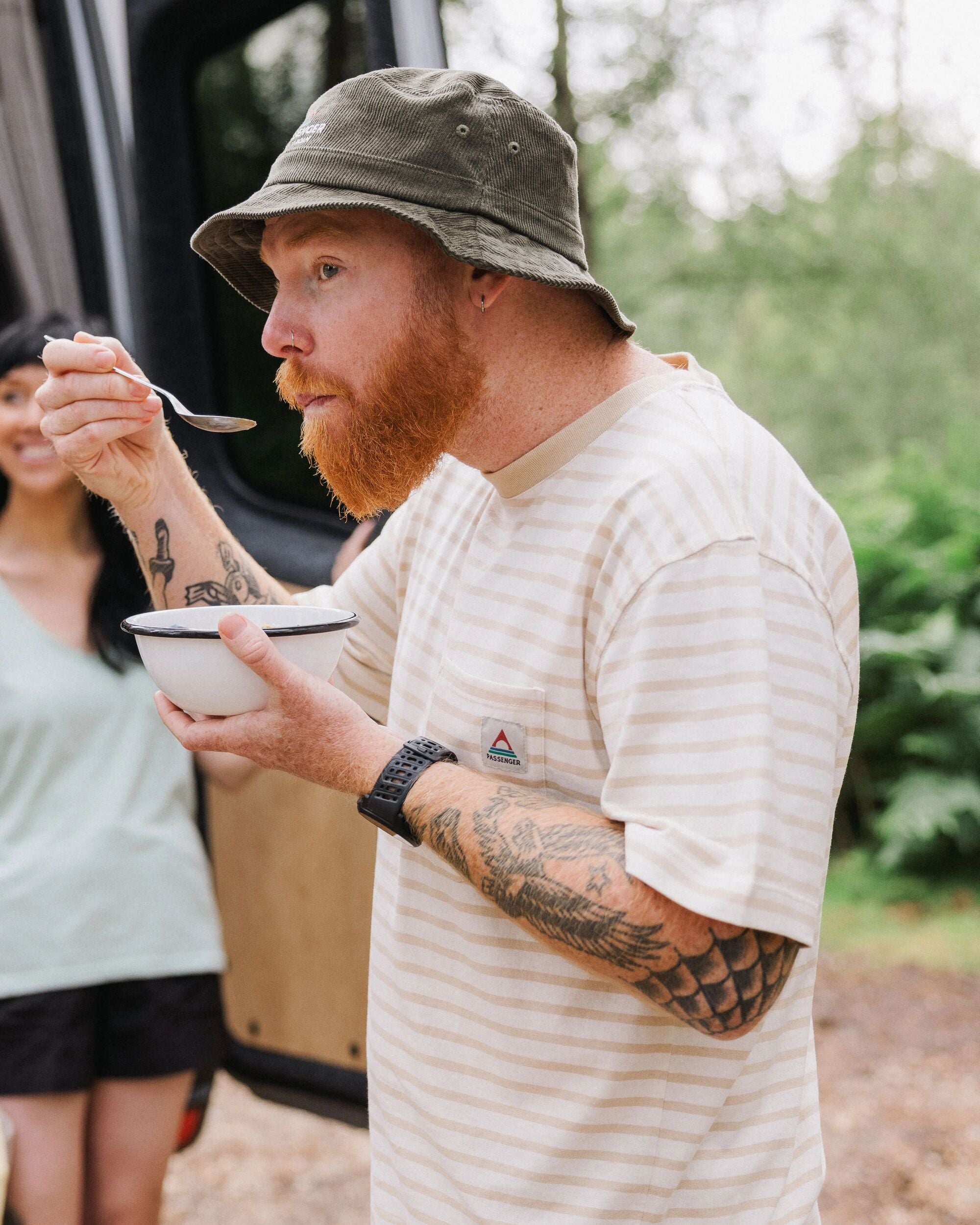 Zen Recycled Cotton Relaxed Fit T-Shirt - Stone Stripe - Lifestyle