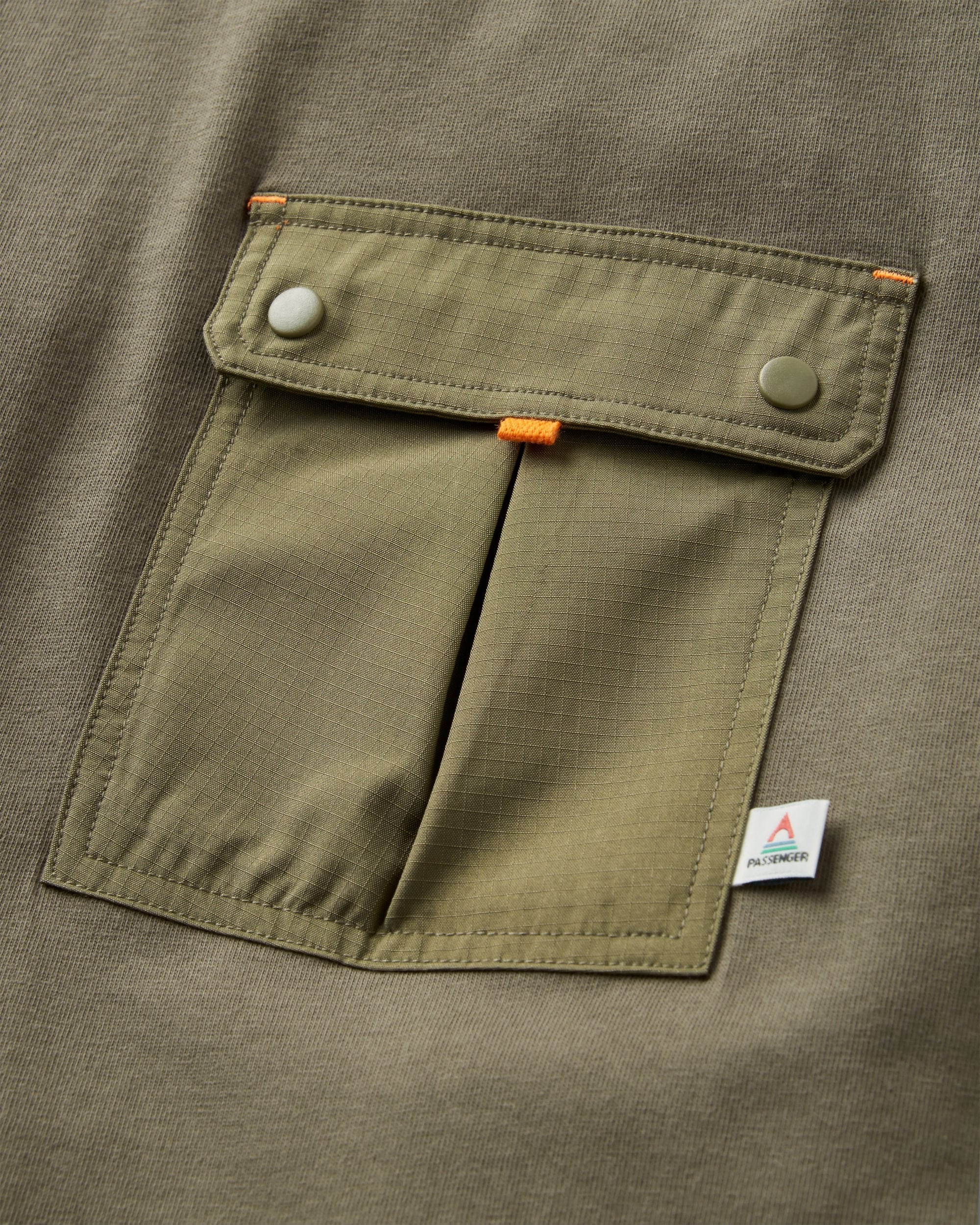 Travel Pocket Relaxed Fit T-Shirt - Dusty Olive - Flatlay