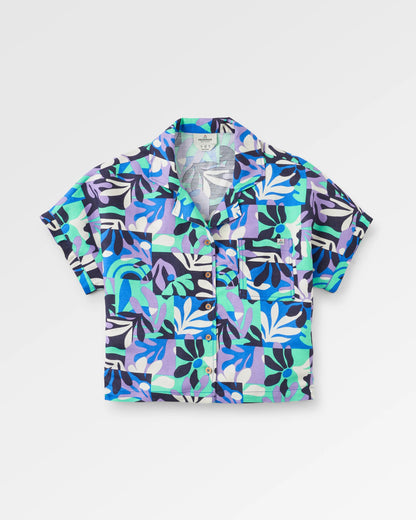 Arden Linen Short Sleeve Shirt - Mountain Foliage Purple - Flatlay