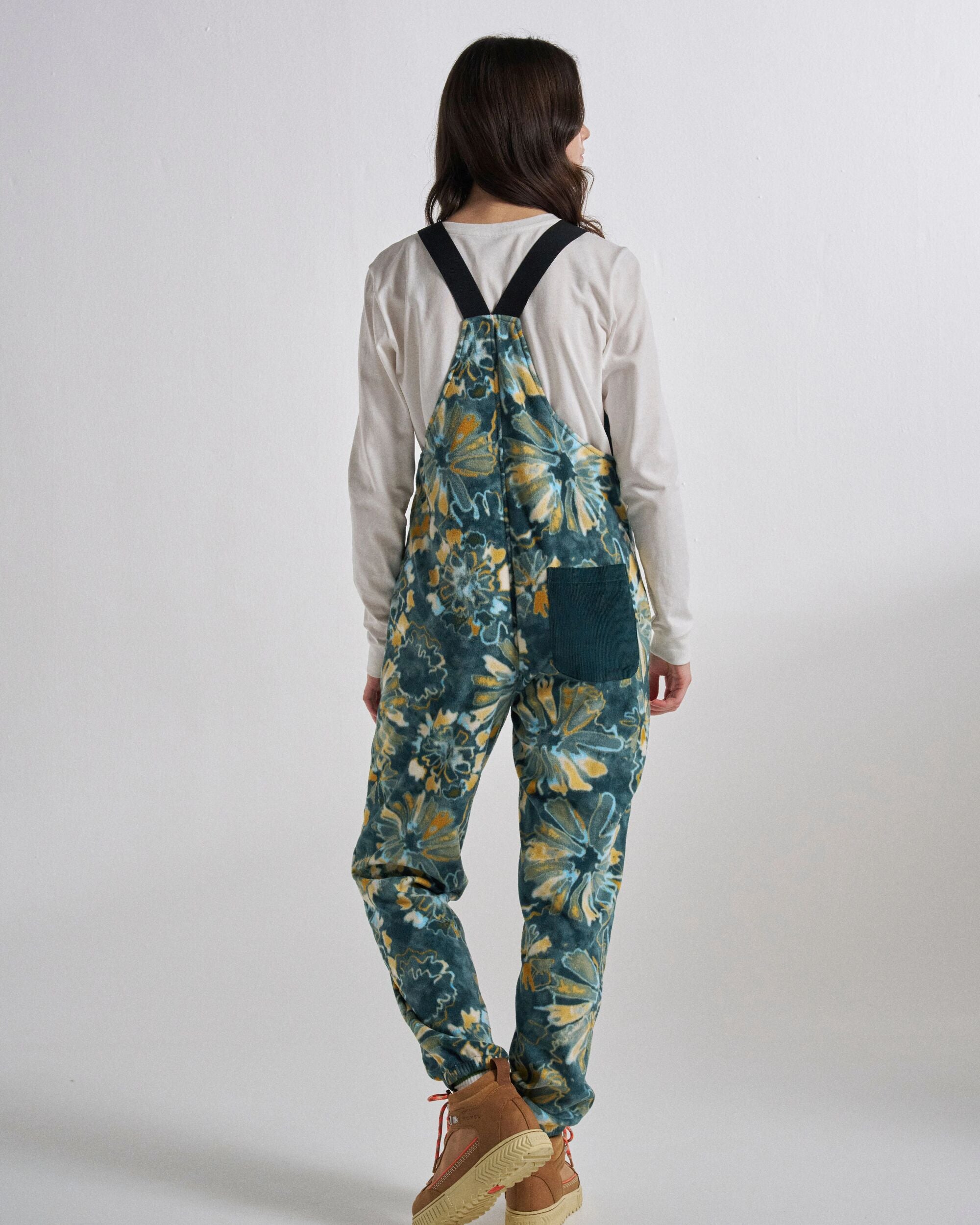 Ace Recycled Polar Fleece Dungarees - Frost Dark Fern - Studio Model