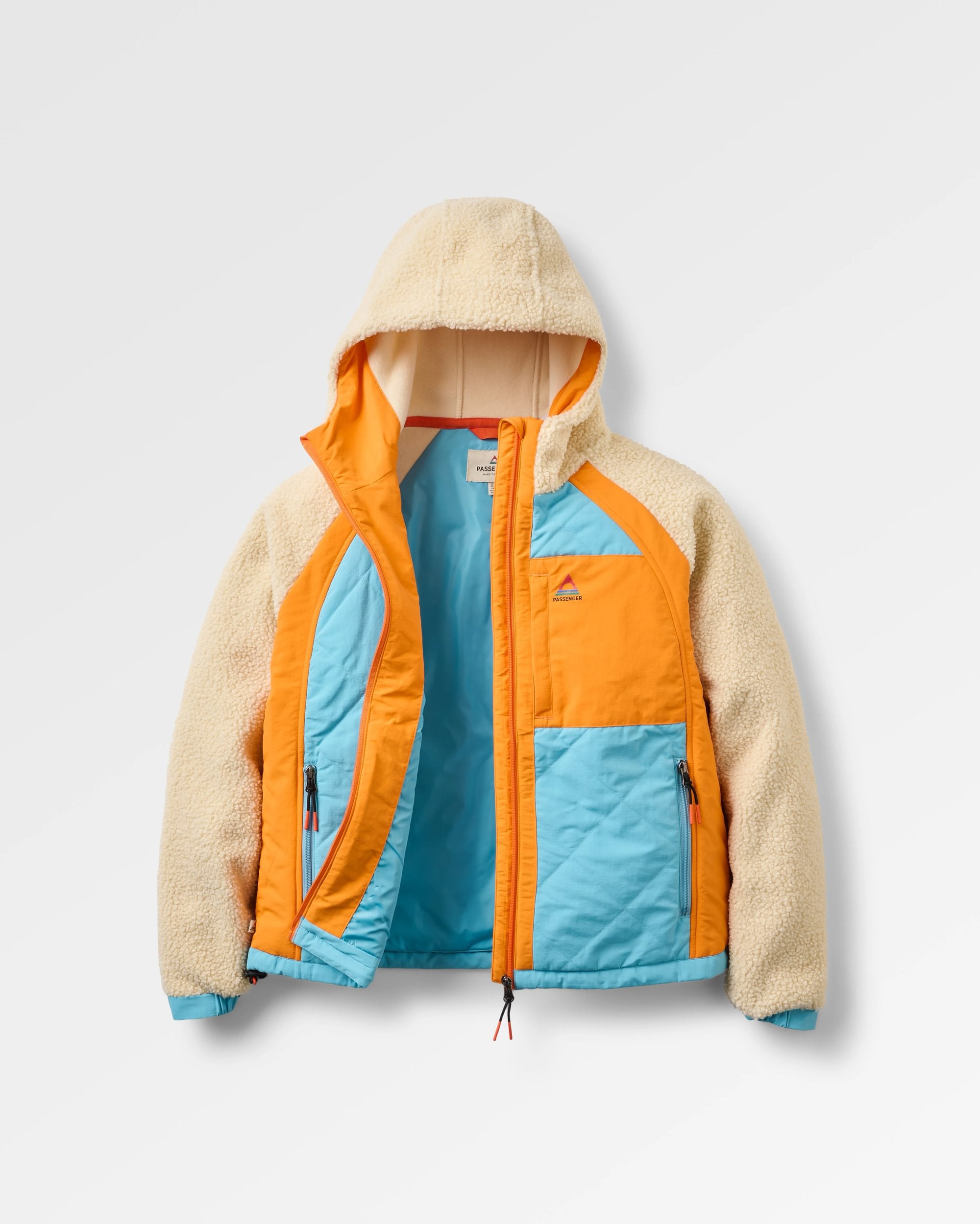 Lara Quilted Jacket - Oat/Retro Blue/Bright Orange - Flatlay