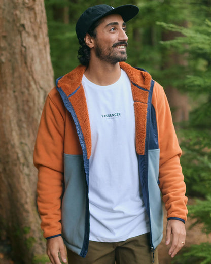 Loch Hooded Recycled Polar Fleece - Sunset Orange/Storm Grey - Lifestyle