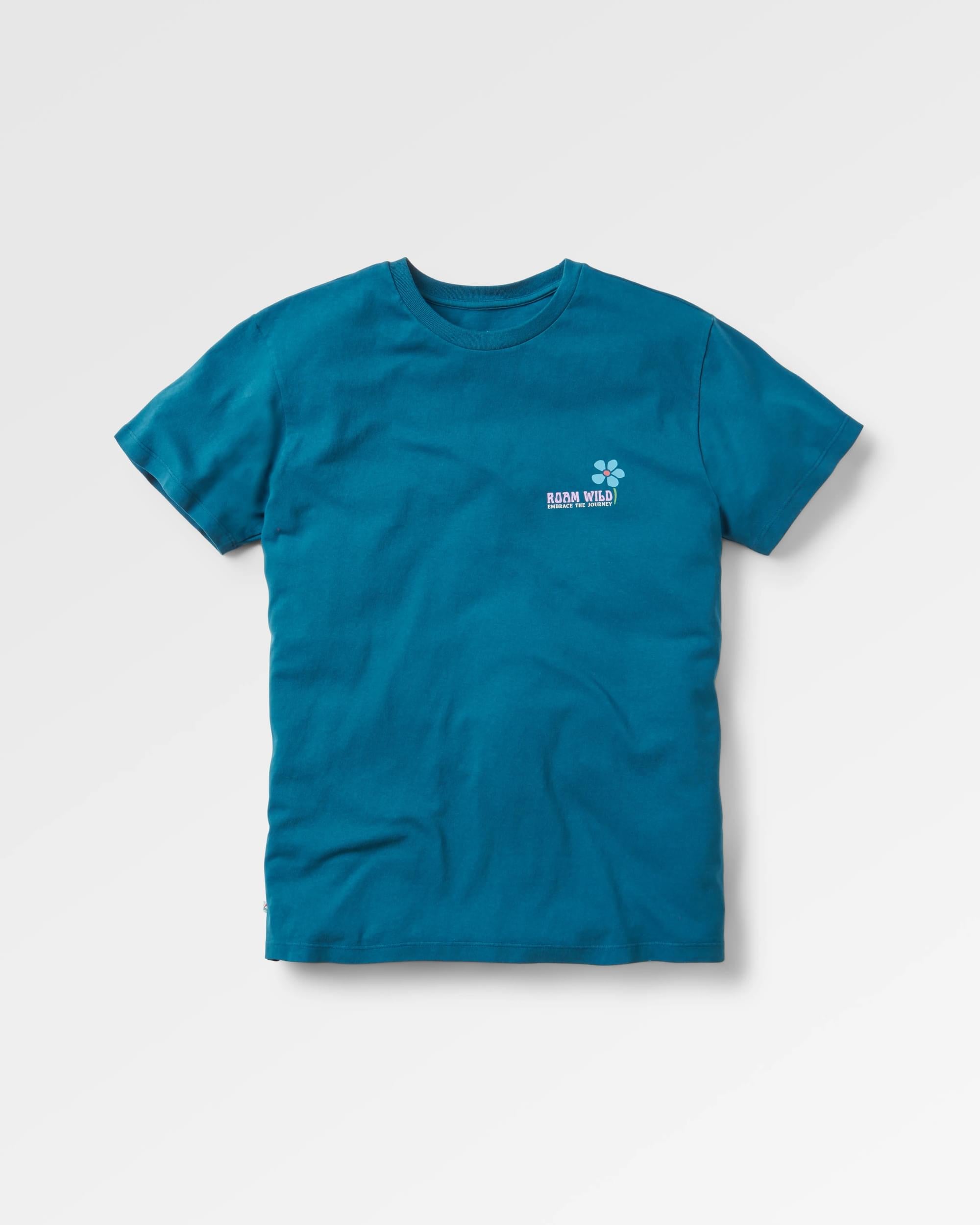 Roam Wild Recycled T-Shirt - Tidal Blue - Flatlay