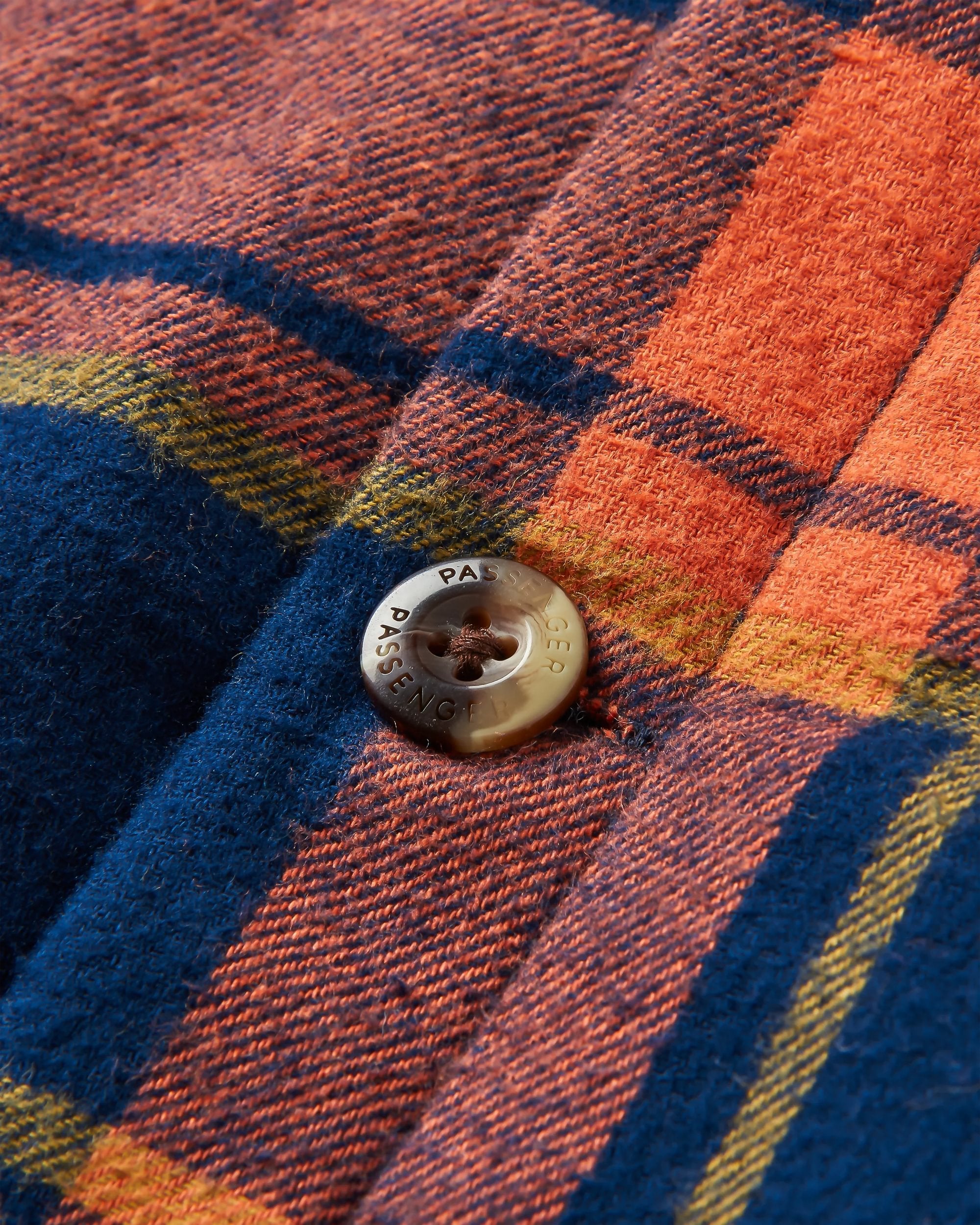 Sherwood Check Hooded Overshirt - Rich Navy/Burnt Orange - Flatlay