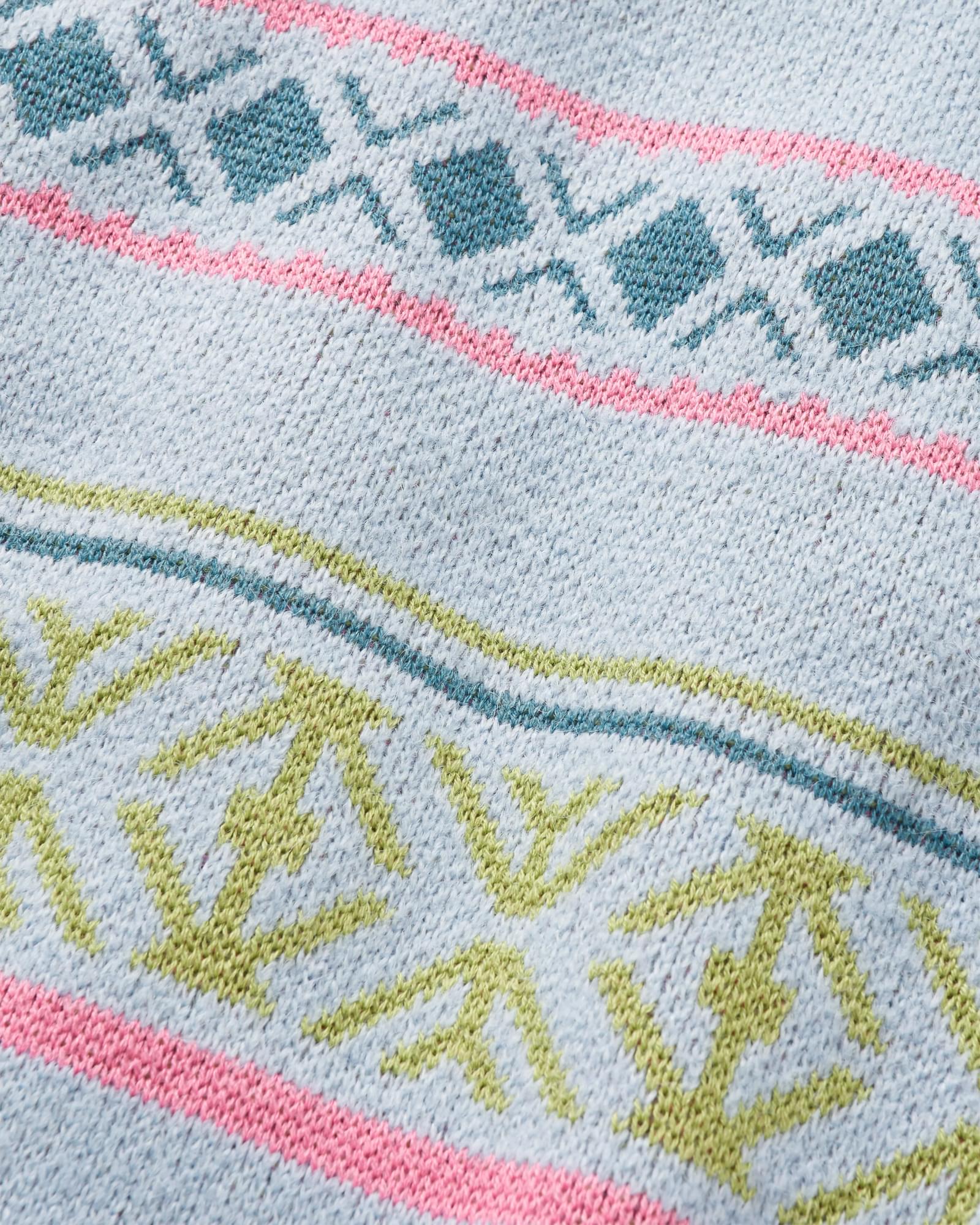 Whimsical Recycled Knitted Jumper - Homespun Stripe Blue Fog - Flatlay