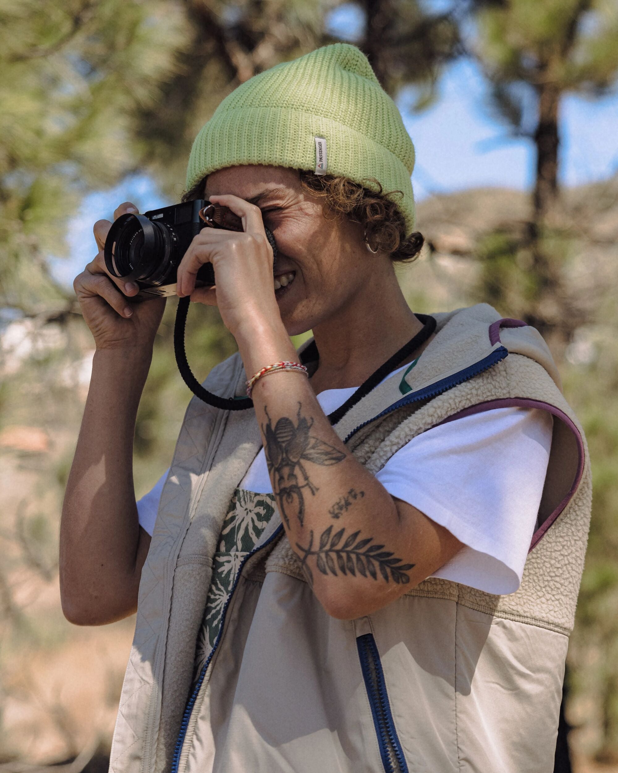 Compass Recycled Beanie - Lime Juice - Lifestyle - Female