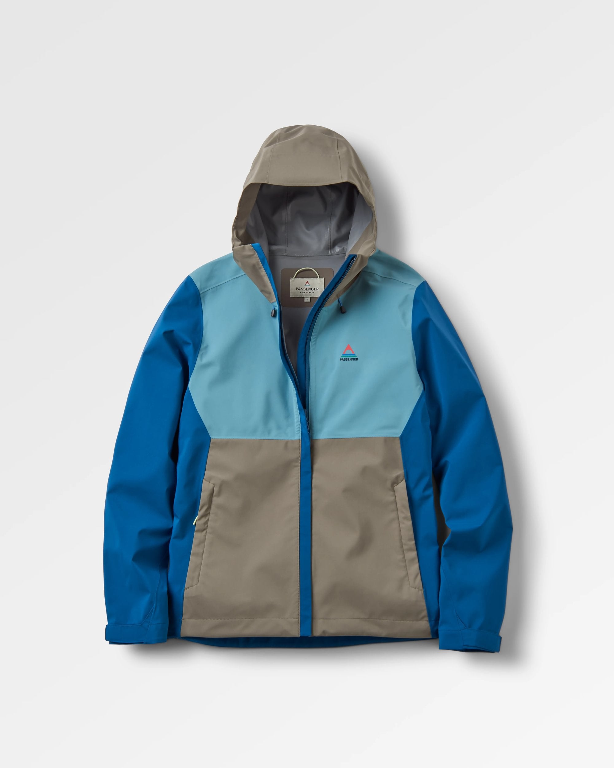 Rainstorm Recycled Waterproof Jacket - Tidal Blue/Arctic/Dusty Olive - Flatlay