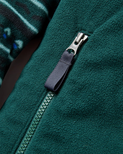 Set Off Recycled Polar 1/4 Zip Fleece - Geo Tracks Dark Fern - Flatlay