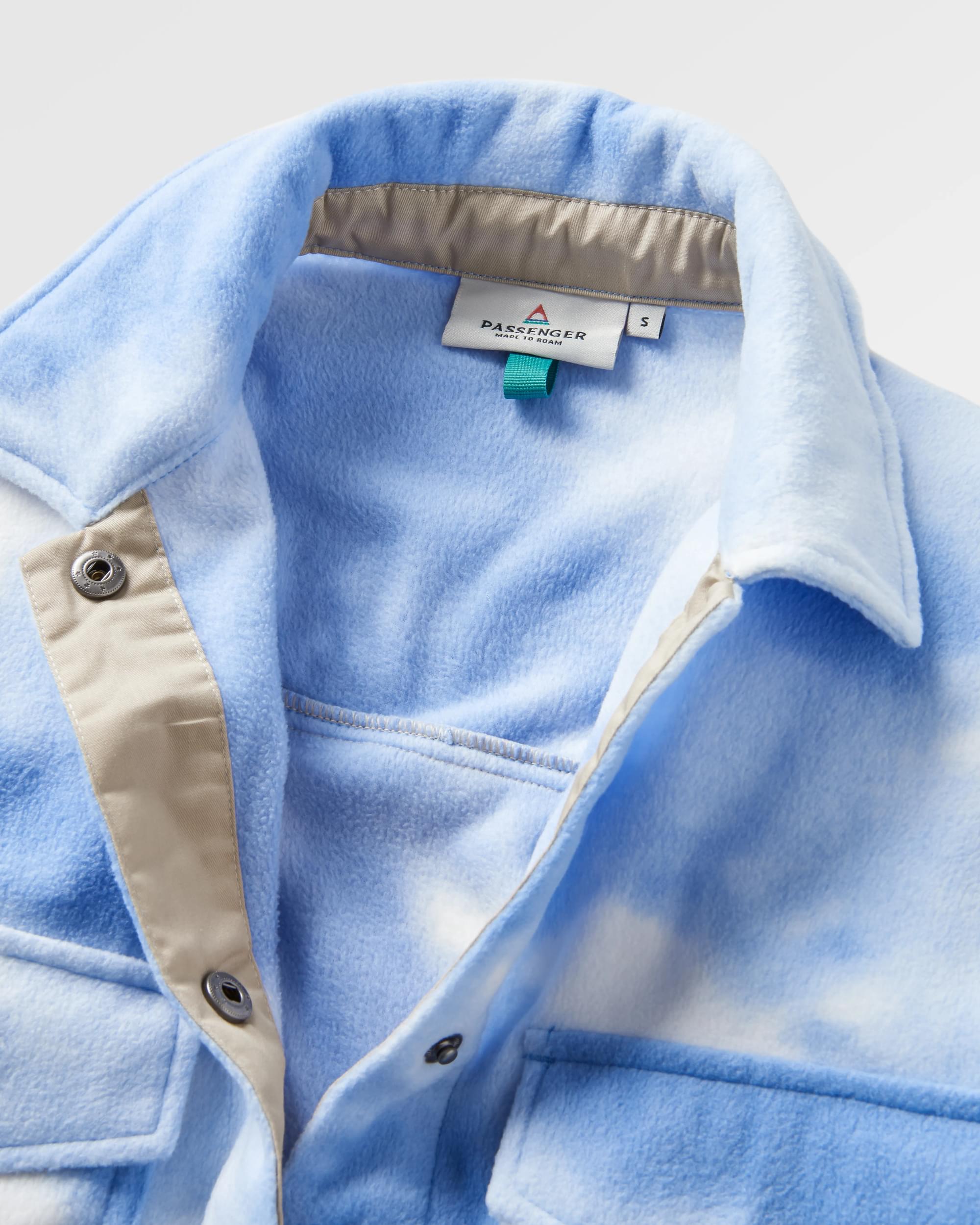 East Recycled Polar Fleece Shirt - Tie Dye Cornflower - Flatlay