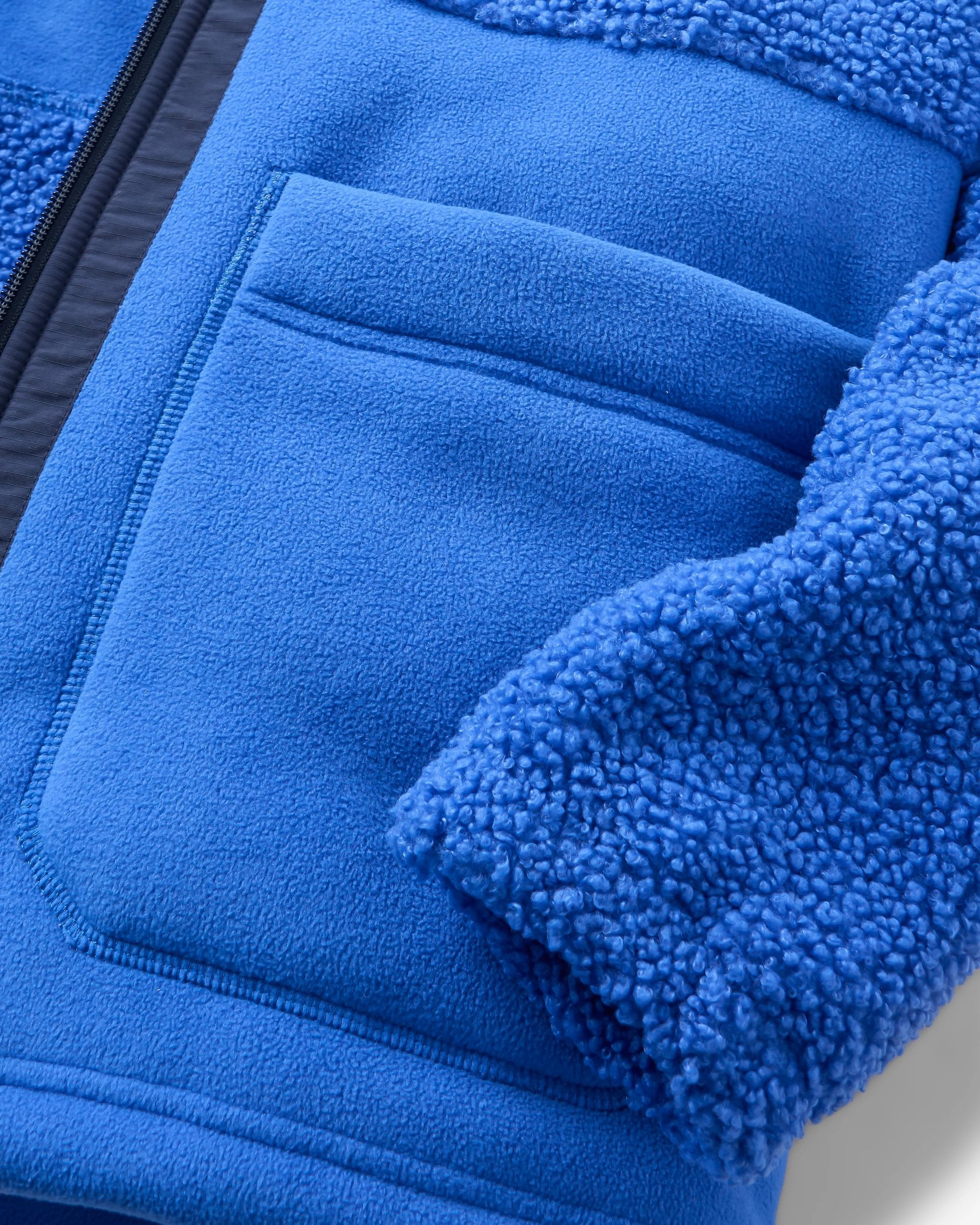 Oak Teddy Long Line Fleece - Electric Blue - Flatlay