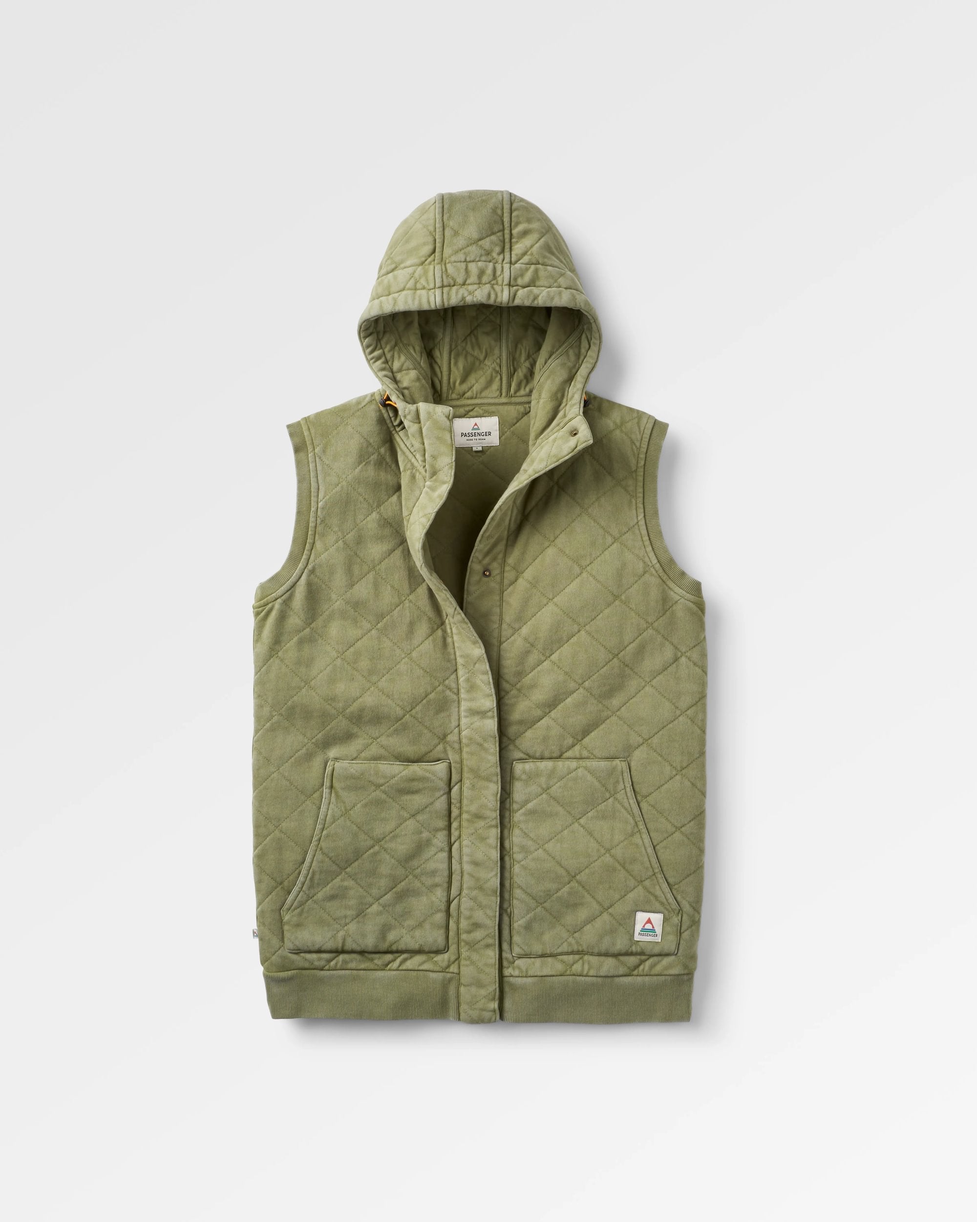 Clementine Recycled Quilted Vest - Khaki - Flatlay
