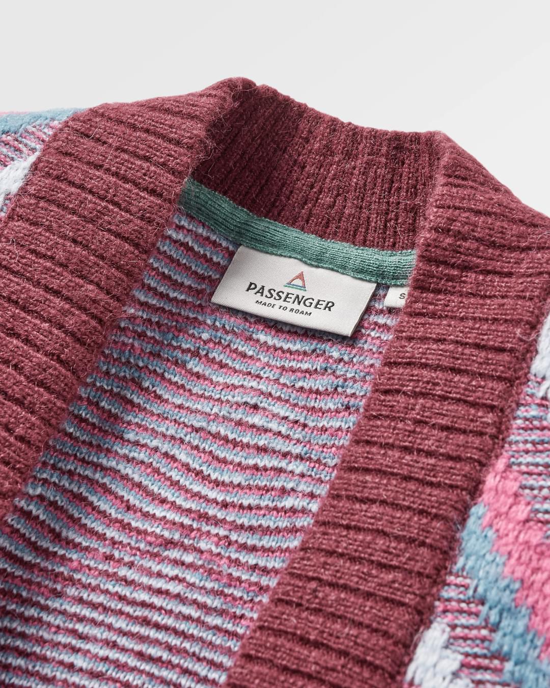 Homestead Recycled Cardigan - Wine - Flatlay