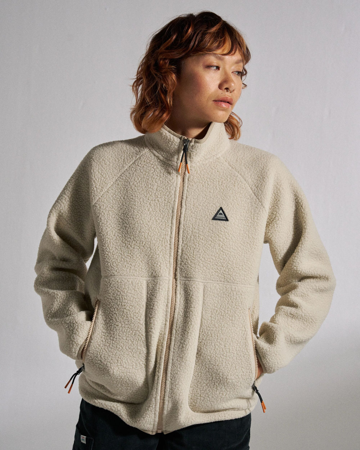 Home Full Zip Sherpa Fleece - Oatmeal - Studio Model