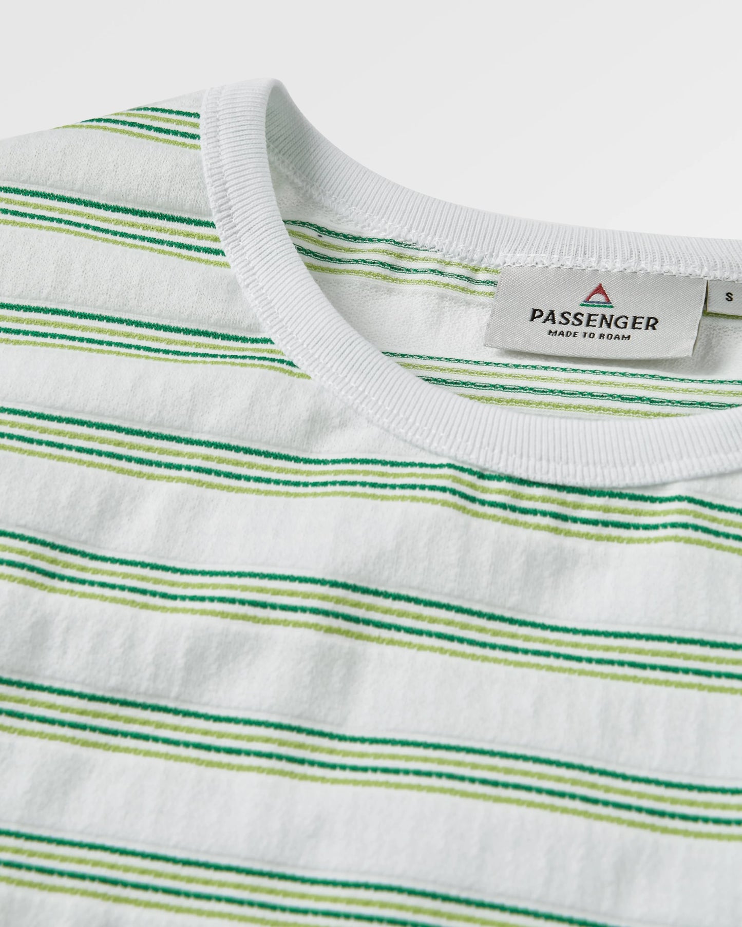 Retro Vibes Organic Cotton T-Shirt - Multi White/Green Stripe - Flatlay