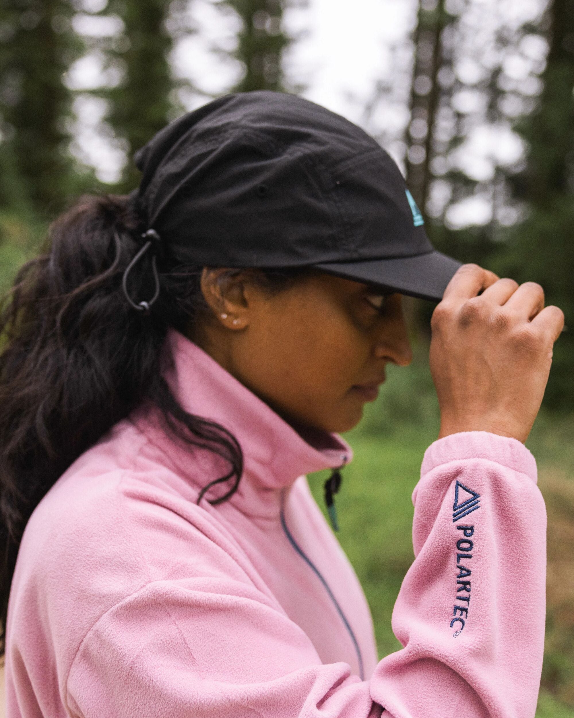 Emerge 5 Panel Trail Cap - Black - Lifestyle - Female