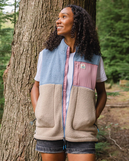 Fairbanks Recycled Sherpa Gilet - Faded Denim/Simply Taupe - Lifestyle