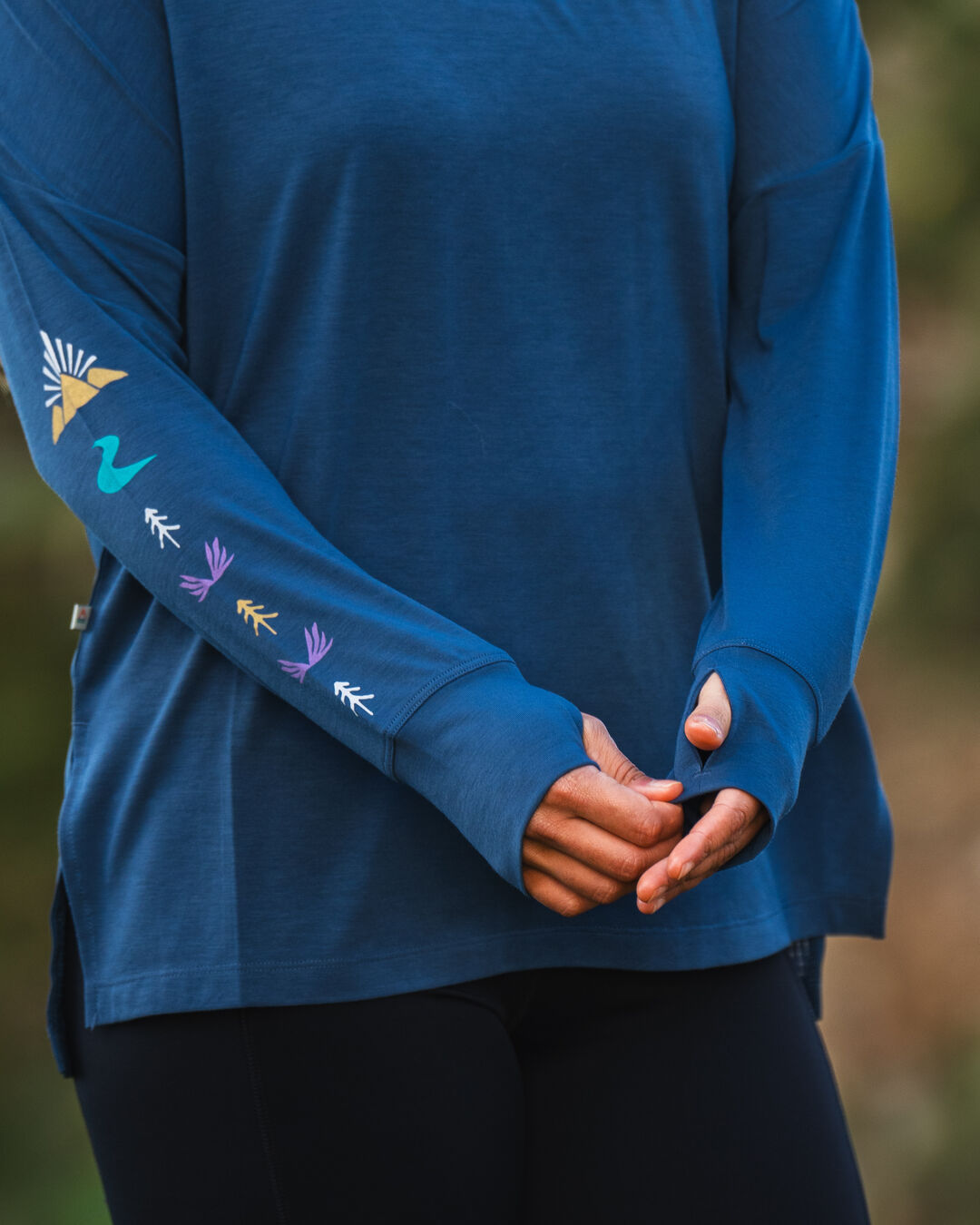 Lotus Recycled Active LS Top - Dark Denim - Lifestyle