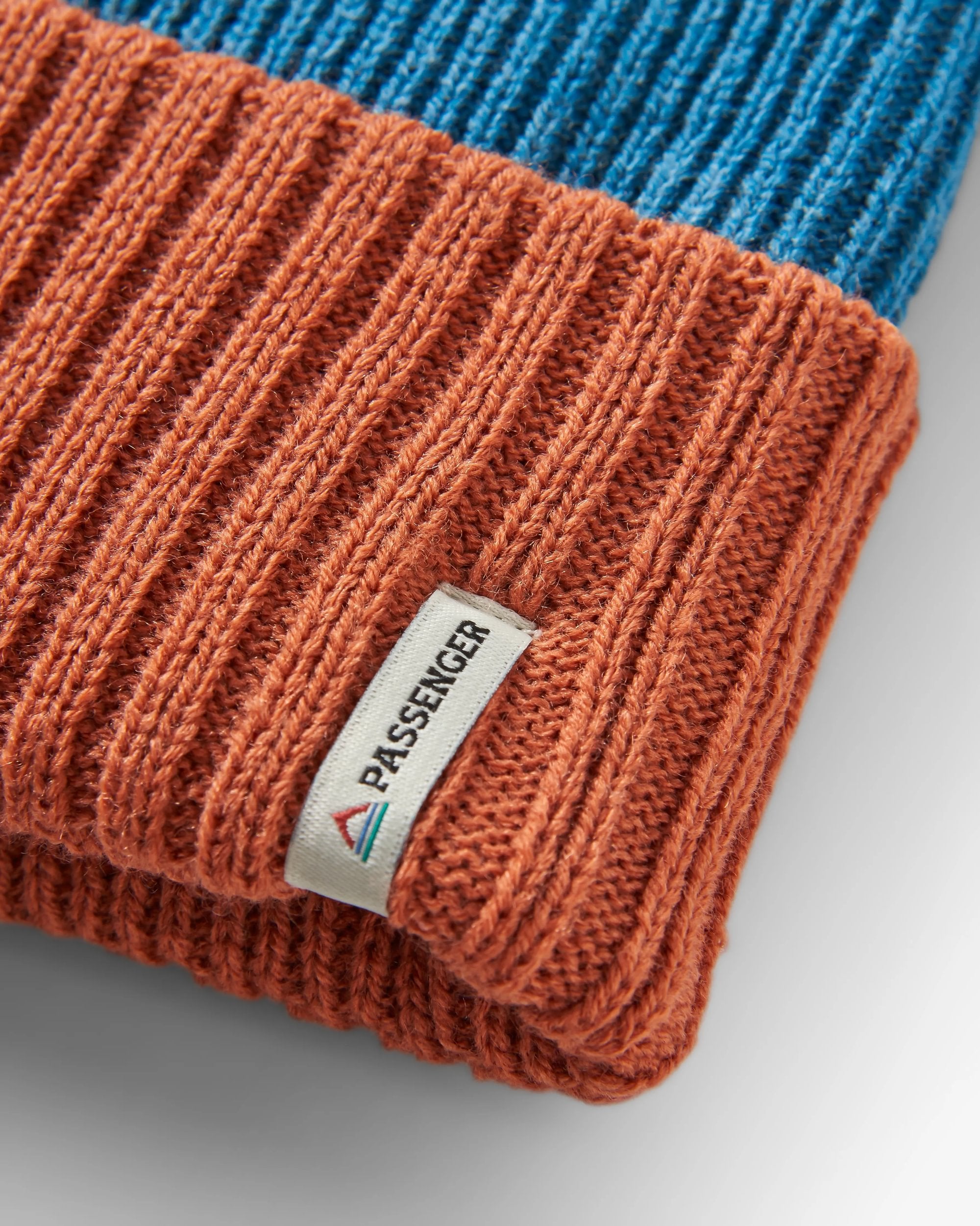 Outlook Recycled Beanie - Baked Clay/Blue Steel - Flatlay