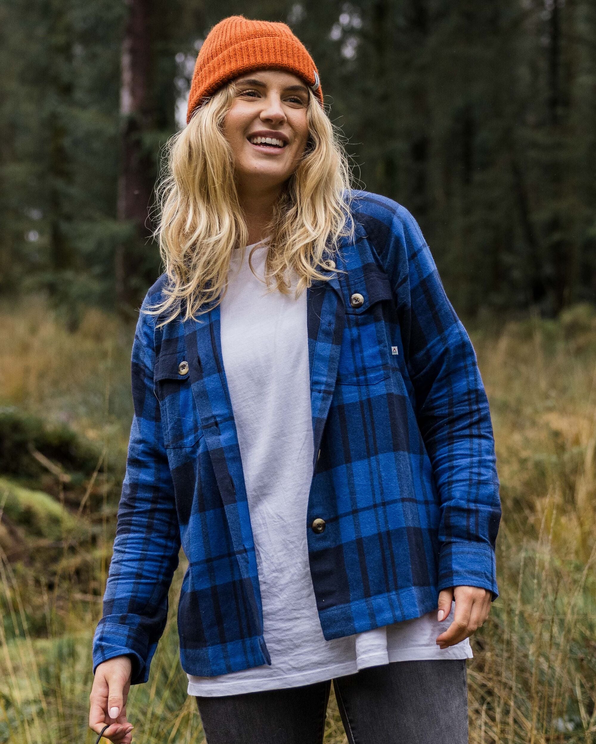 Harmony Organic Cotton Check Shirt - True Blue - Lifestyle