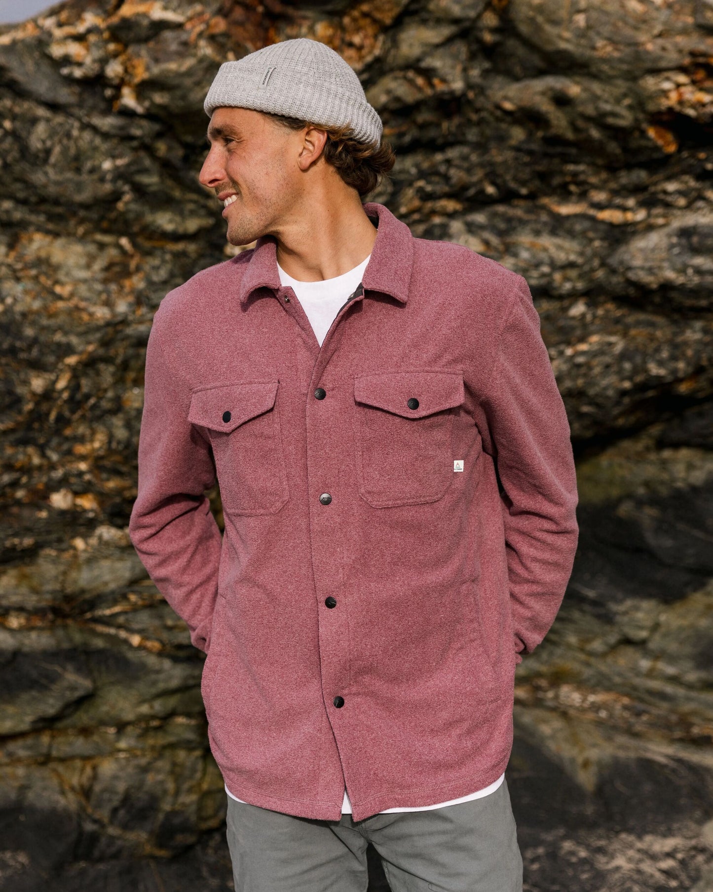 Maple Recycled Polar Fleece Shirt - Wine Marl