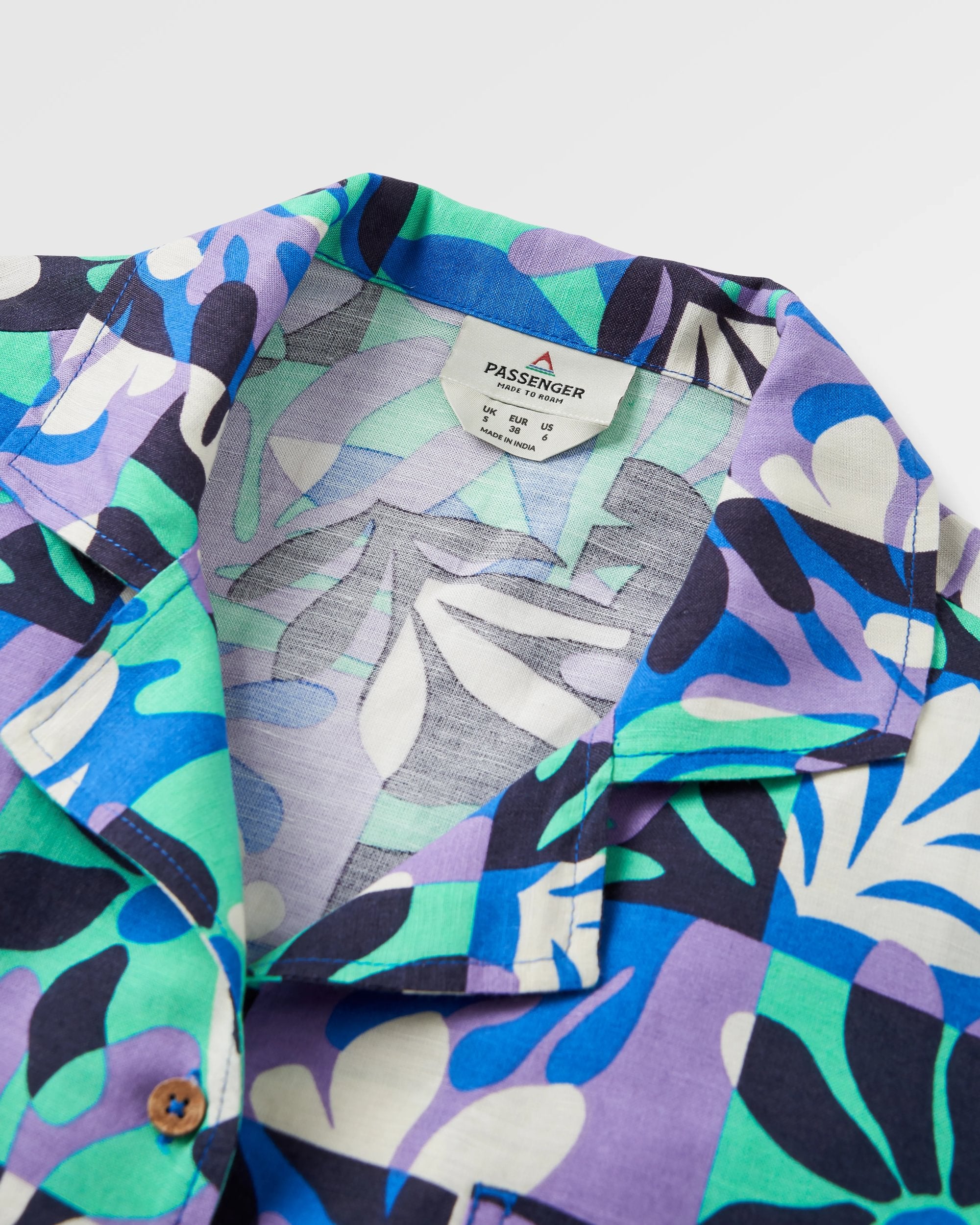 Arden Linen Short Sleeve Shirt - Mountain Foliage Purple - Flatlay