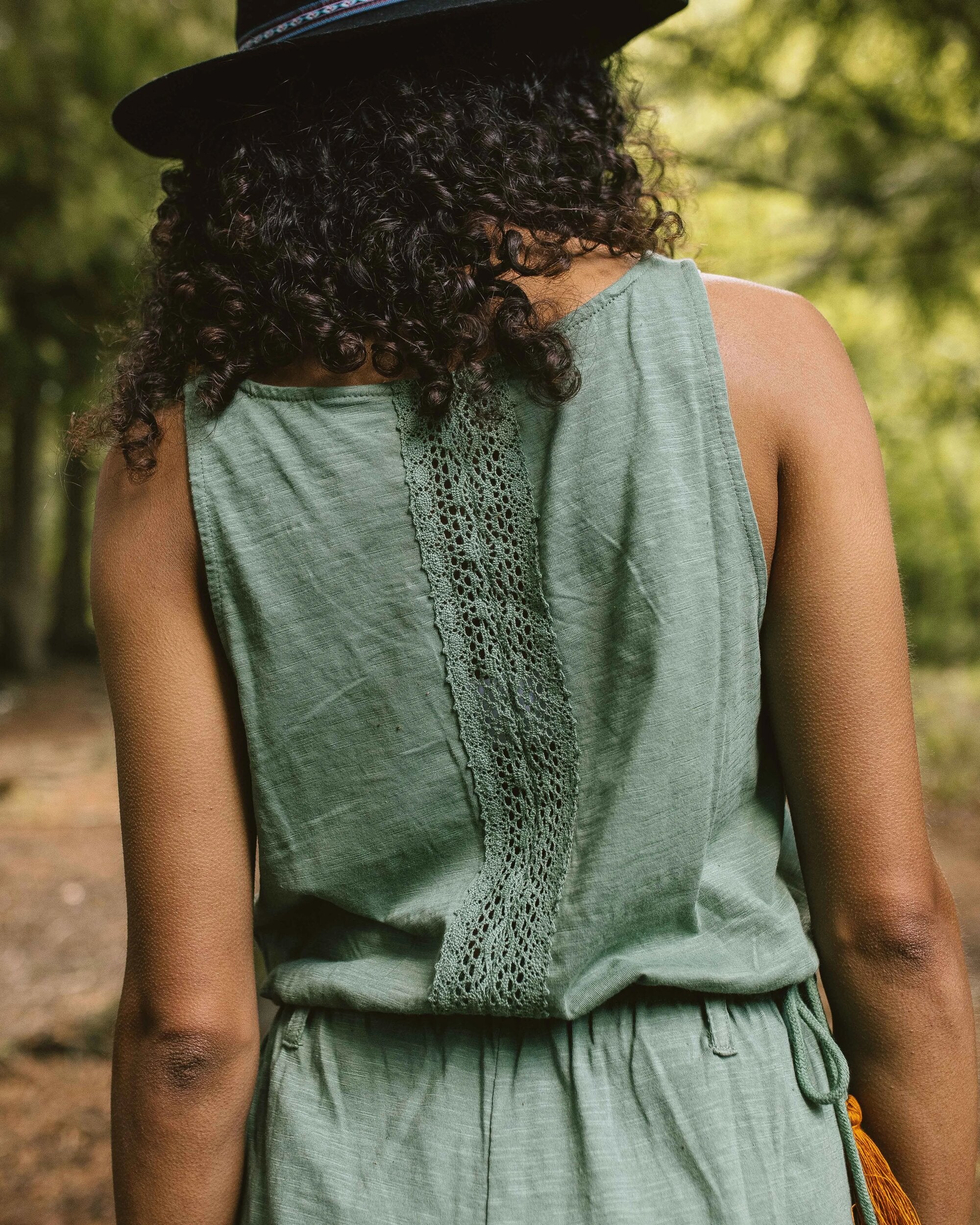 Eva Recycled Cotton Jumpsuit - Dark Ivy - Lifestyle