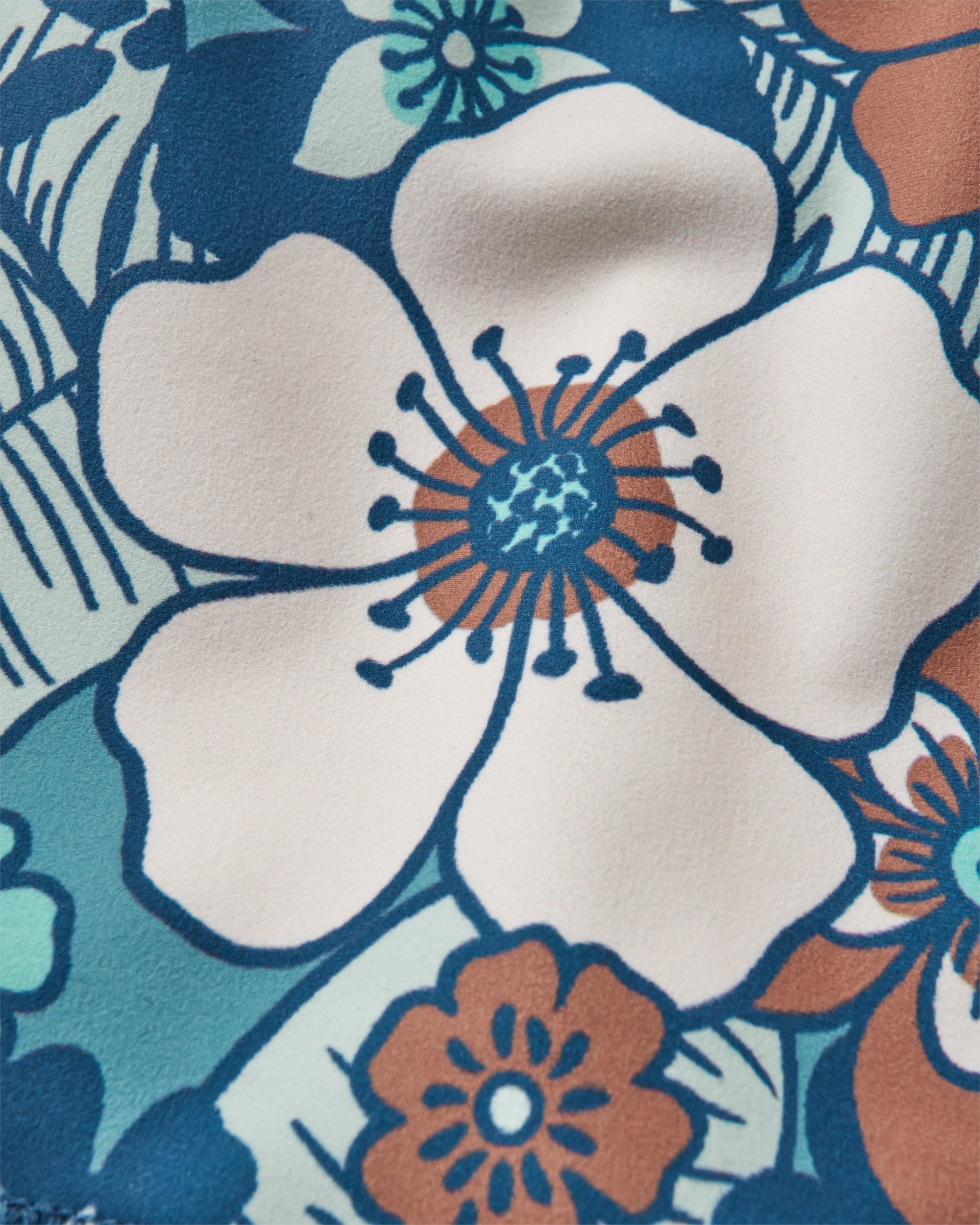 Mantra Recycled Active Crop Top - Vintage Floral Aqua - Flatlay