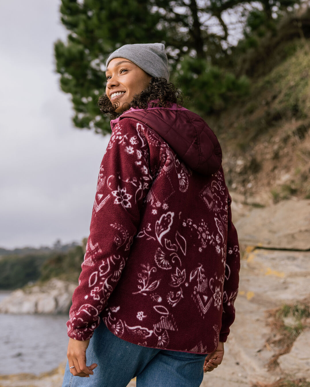 Juana Recycled Polar Hooded Fleece - Wine