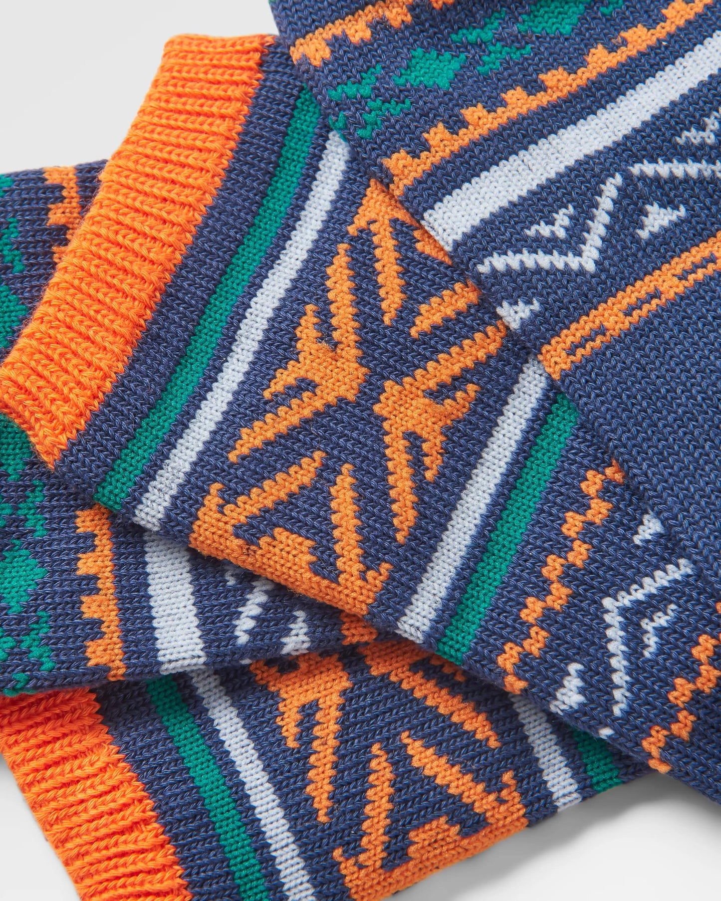 Organic Midweight Patterned Socks - Deep Navy