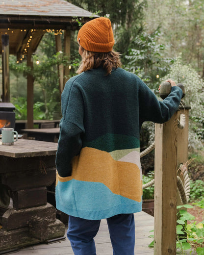 Scenic Recycled Long Knitted Cardigan - Scenic Dark Fern - Lifestyle
