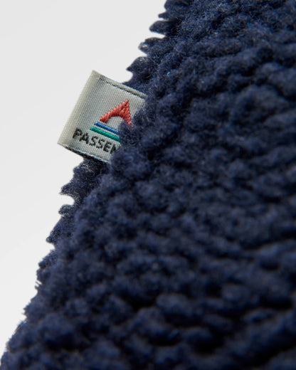 Clover Recycled Sherpa Fleece - Deep Navy - Flatlay