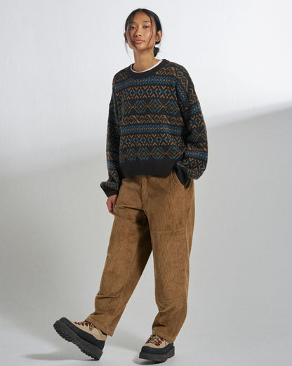 Moonbeam Relaxed Fit Knitted Jumper - Espresso - Studio Model